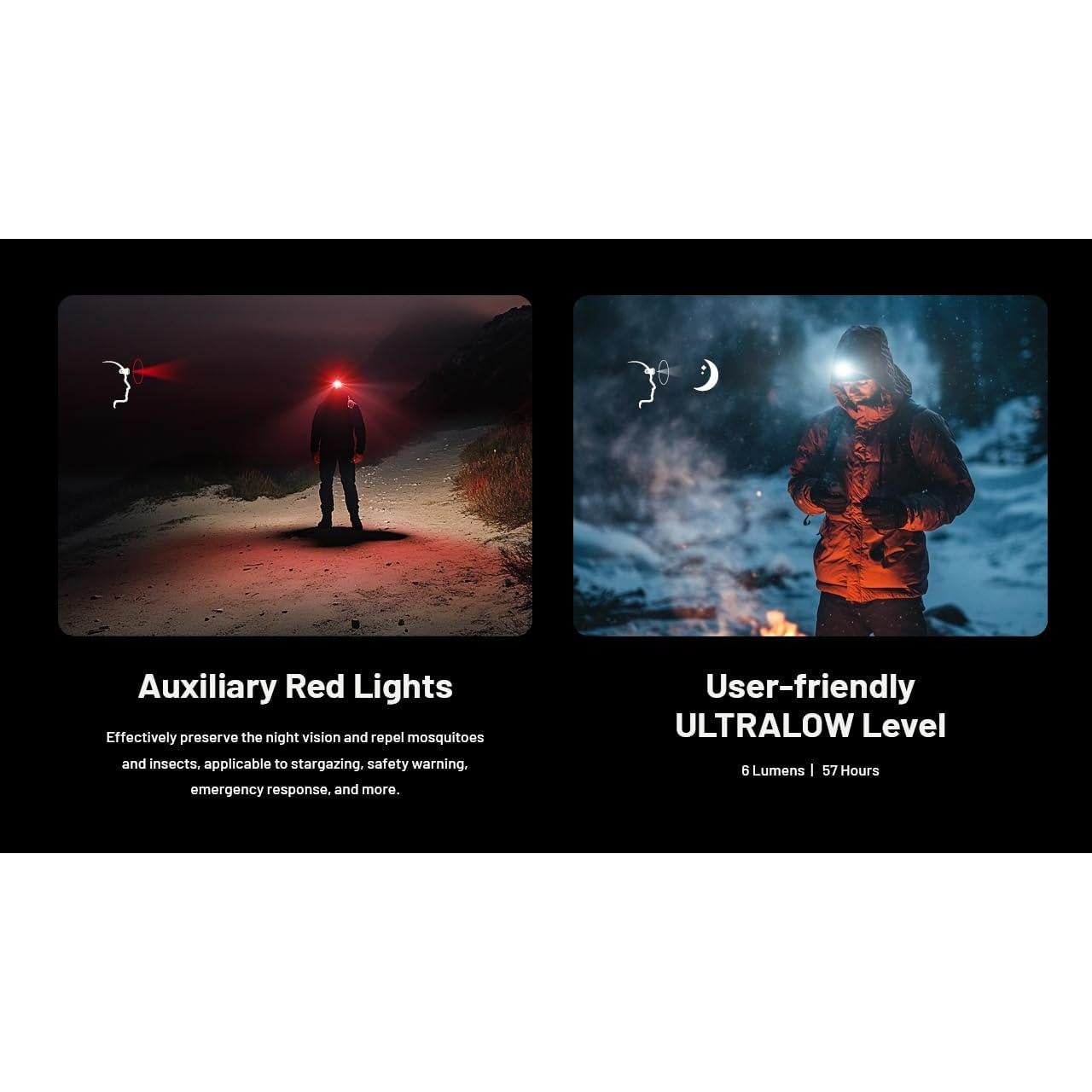 Nitecore NU27 600 Lumens Running Camping Headlamp, USB-C Rechargeable with Warm, Neutral and Cool White Lights, Red Light, Including NitecoreS Sticker (Black)