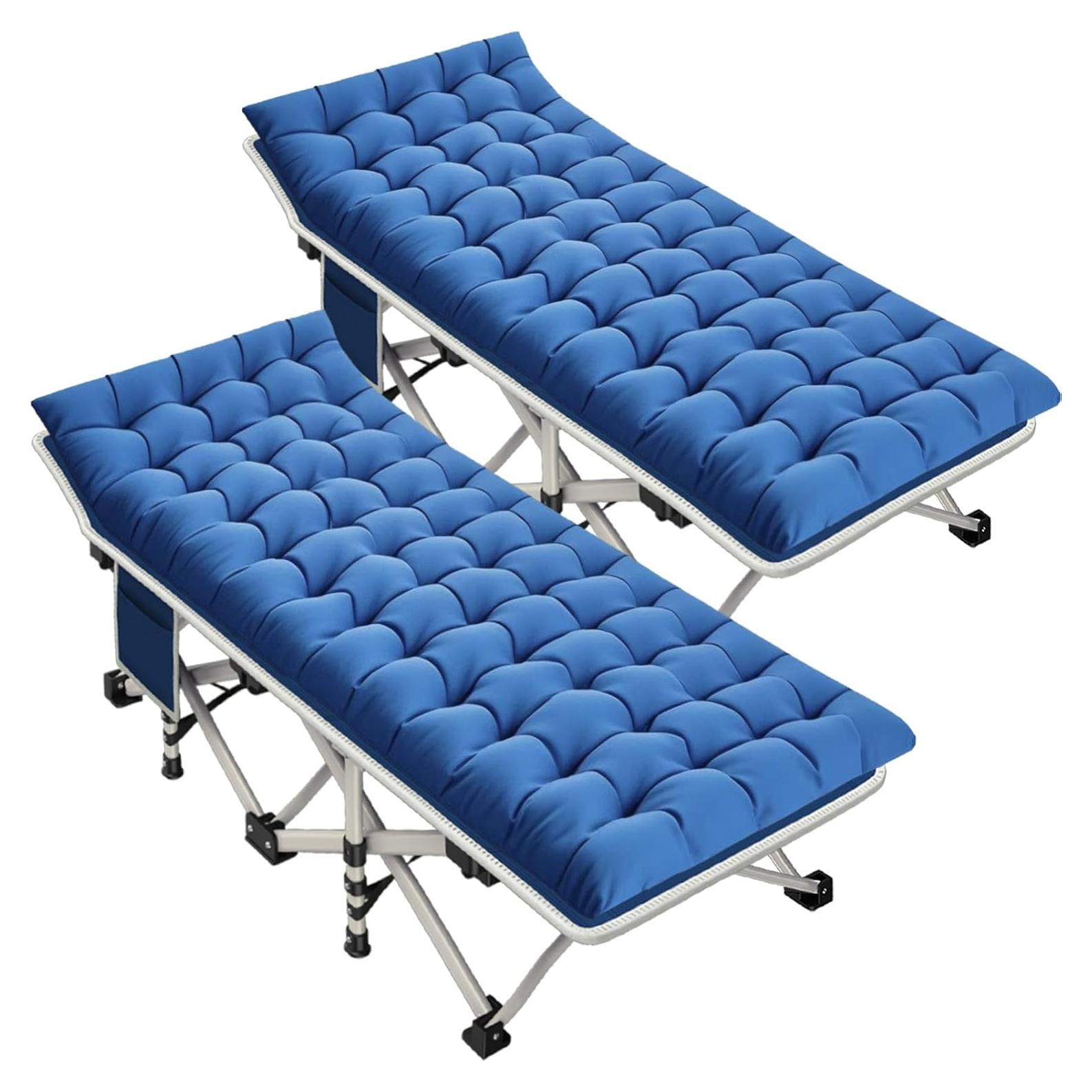 Camping Cot with Mattress Comfortable 2 Pack Sturdy Load up to 450LB Cots for Sleeping Camping Bed Folding Cot with Carry Bag for Home Office Indoor Outdoor
