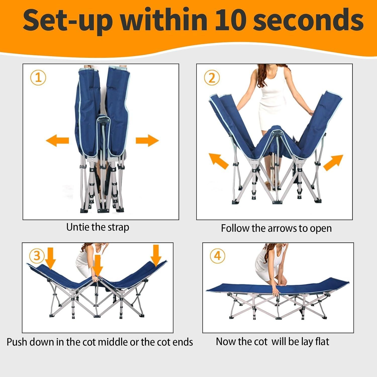 Camping Cot with Mattress Comfortable 2 Pack Sturdy Load up to 450LB Cots for Sleeping Camping Bed Folding Cot with Carry Bag for Home Office Indoor Outdoor