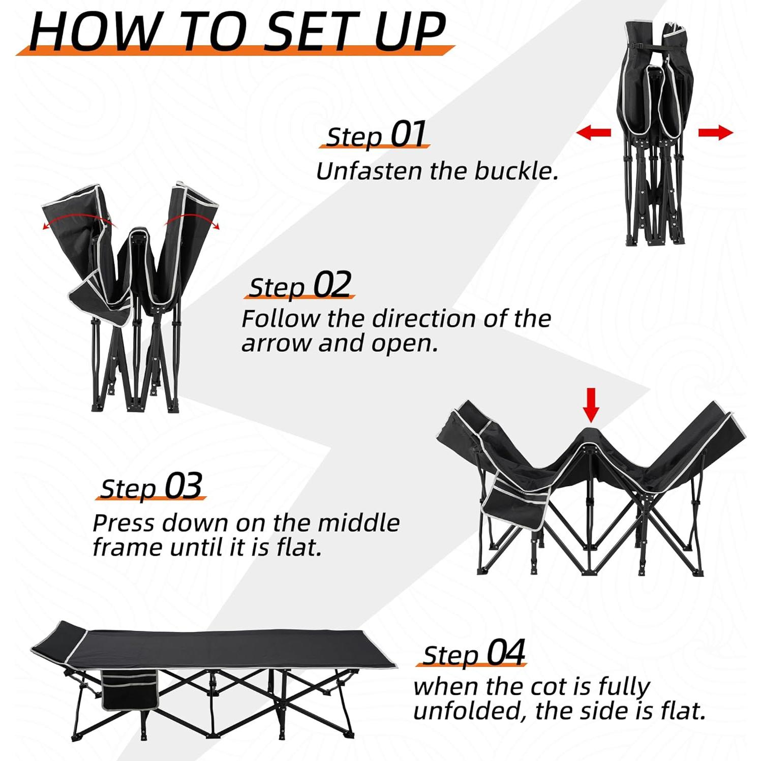 Cama de Camping Plegable Fragess Extra Ancha 81.28 cm