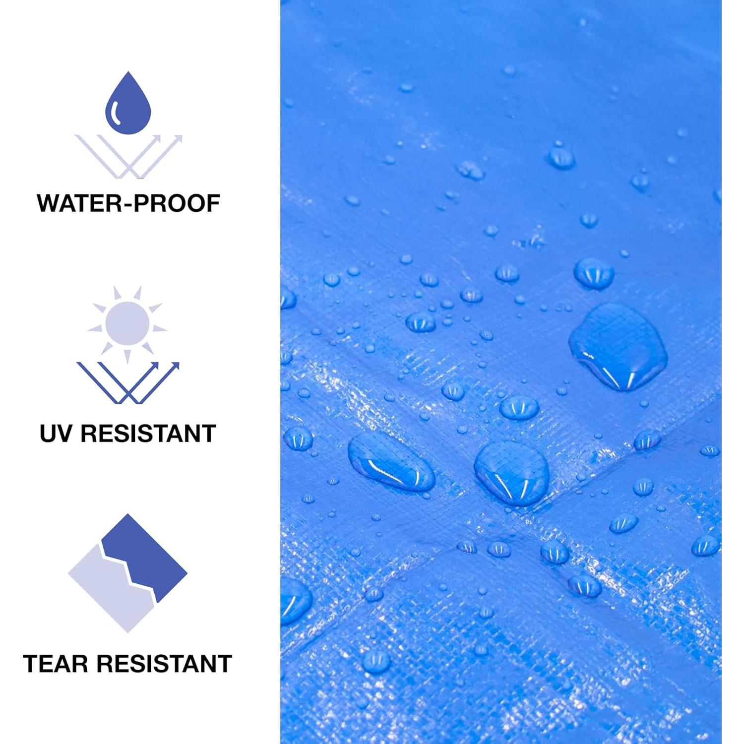 Lona Impermeable Dry Gear 9x12 ft - 5 MIL Resistente Azul