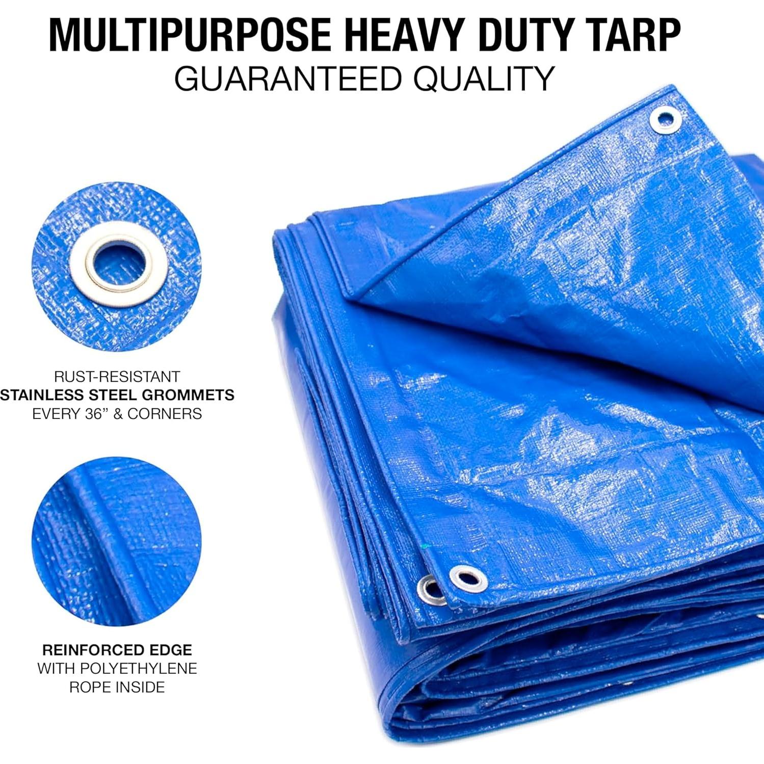 Lona Impermeable Dry Gear 9x12 ft - 5 MIL Resistente Azul