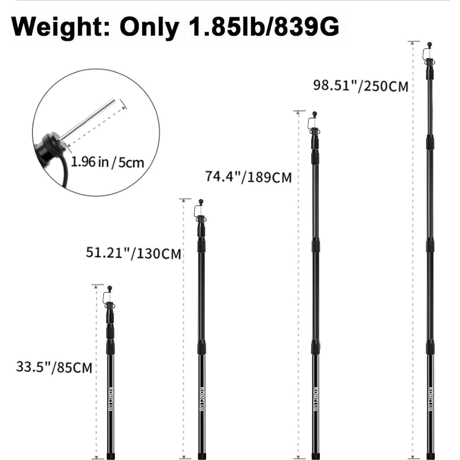 Poste Telescópico para Carpa KOMCLUB 250.5 cm Fibra de Vidrio (Juego de 2)