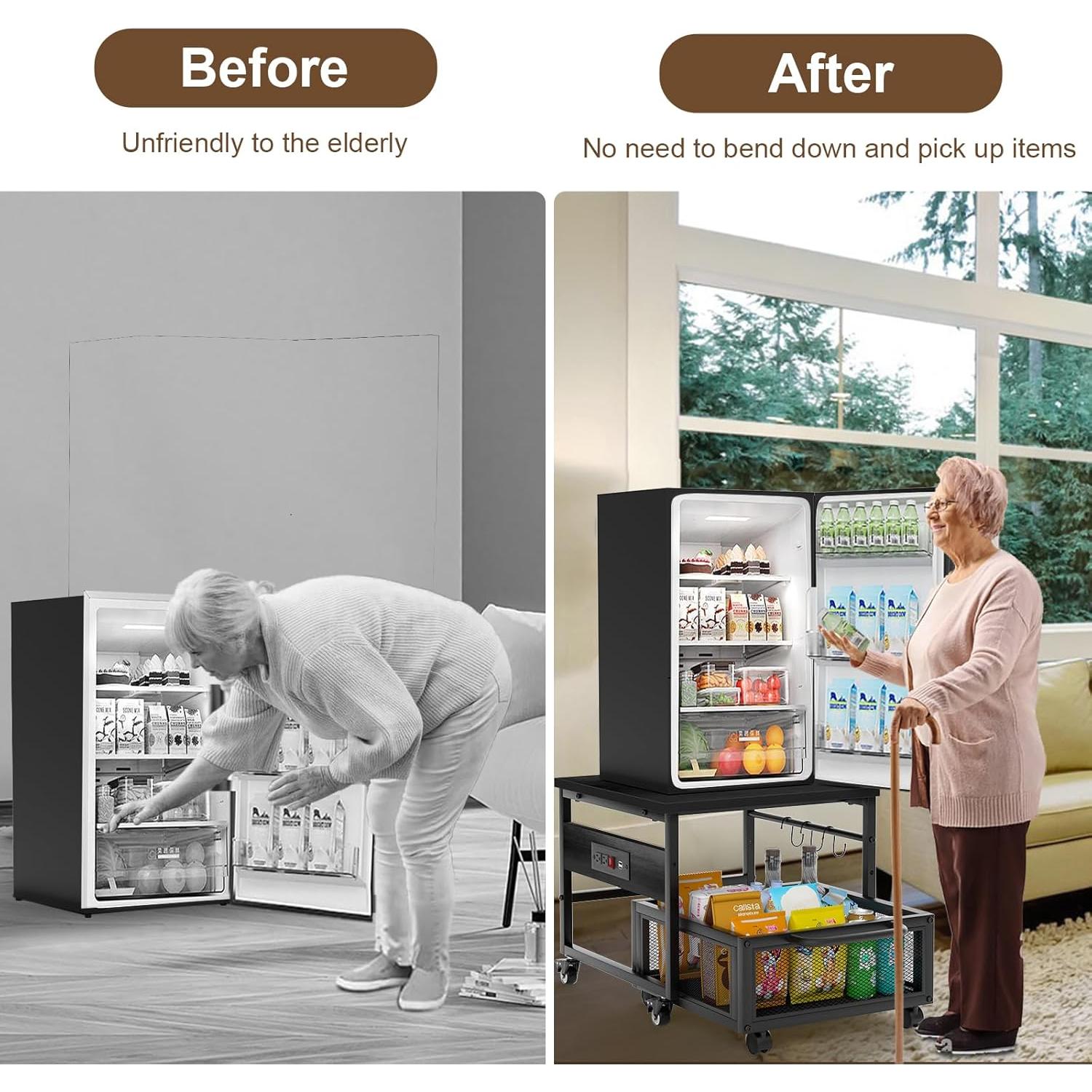 Soporte para Mini Nevera Guliu con Ruedas y Cajón 100KG