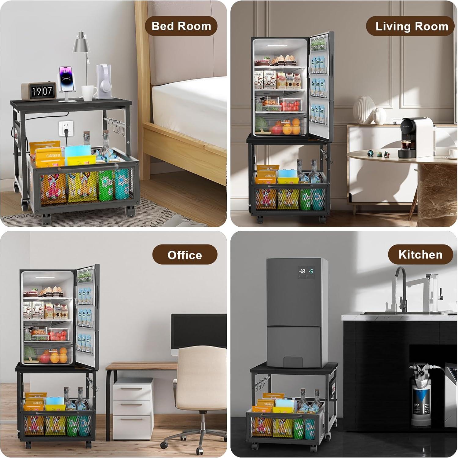 Soporte para Mini Nevera Guliu con Ruedas y Cajón 100KG