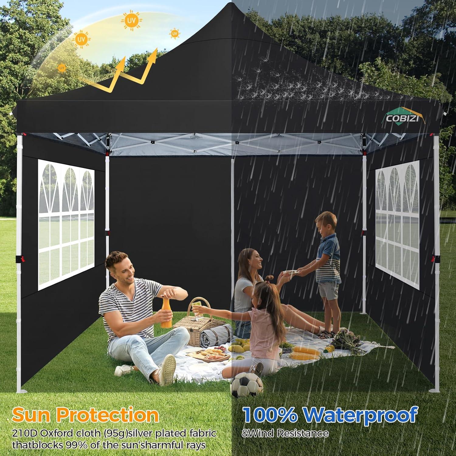 Carpa Plegable COBIZI 3x3m Impermeable UV50+ con Paredes