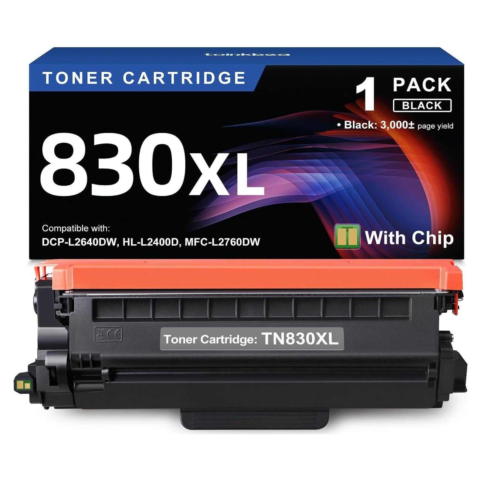 Cartucho de Tóner Negro TN830XL toinkbea para Brother - 3000 Páginas