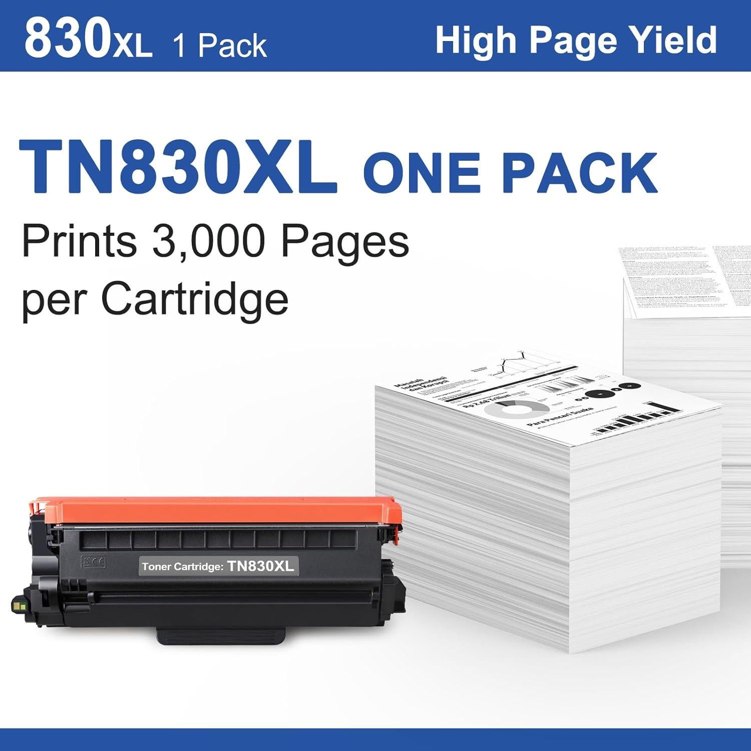 Cartucho de Tóner Negro TN830XL toinkbea para Brother - 3000 Páginas