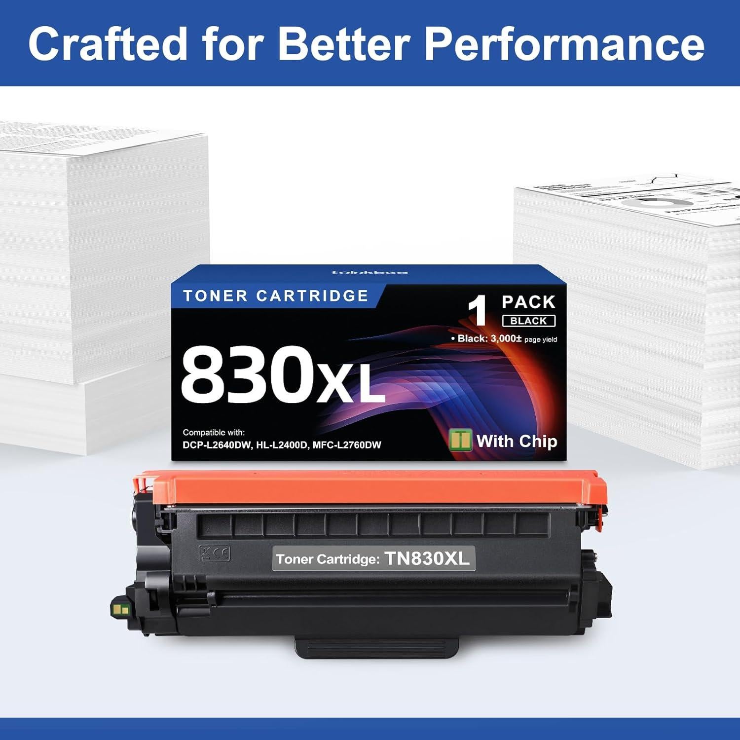 Cartucho de Tóner Negro TN830XL toinkbea para Brother - 3000 Páginas