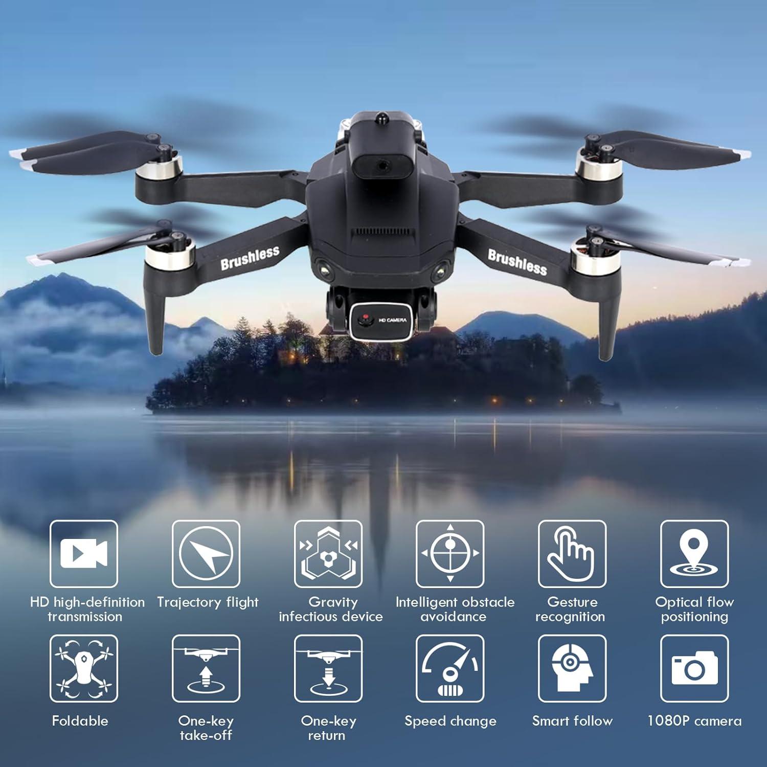 GoolRC Drone with Camera for Adults, 1080P HD FPV Foldable Mini Drones for Kids Beginners, Brushless RC Quadcopter with Altitude Hold, Headless Mode, 360° Flips, Gesture Selfie, One Key Takeoff