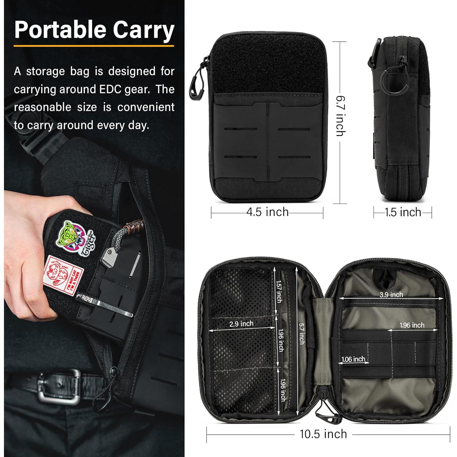 Bolsa Compacta de Cintura TACTICAL GEEK EDC Nylon Negro