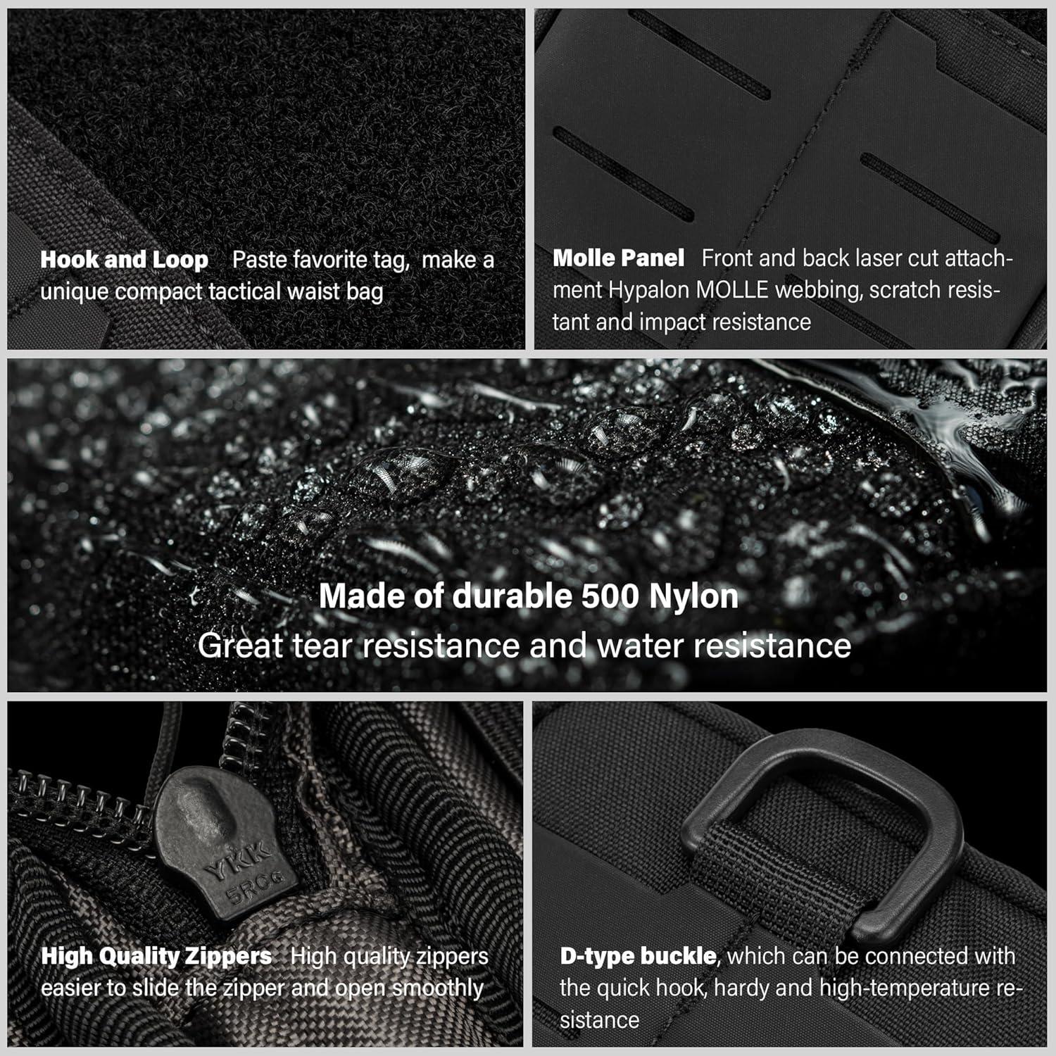 Bolsa Compacta de Cintura TACTICAL GEEK EDC Nylon Negro