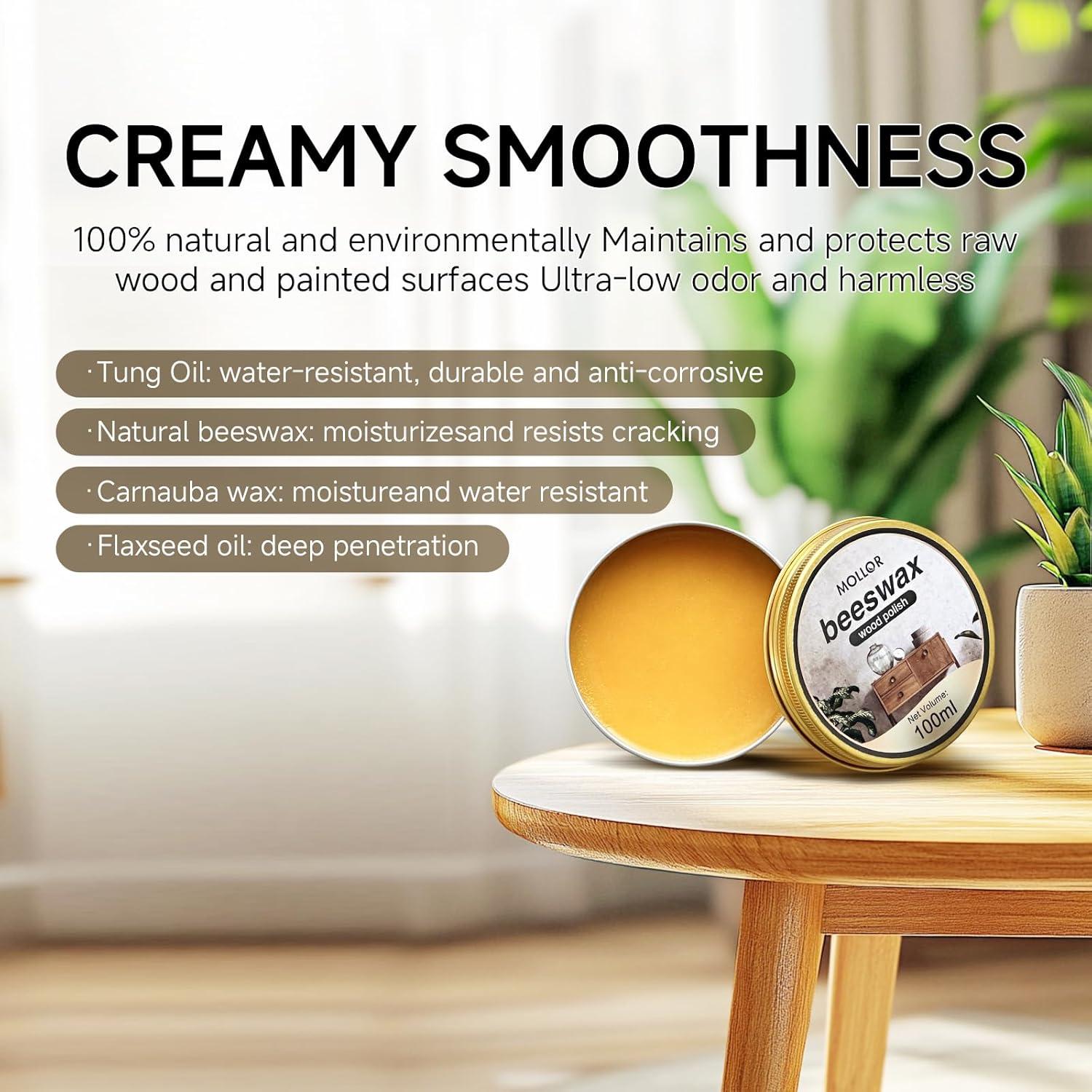 Pulidor de Madera Mollor 100g Cera de Abeja Natural con Esponja