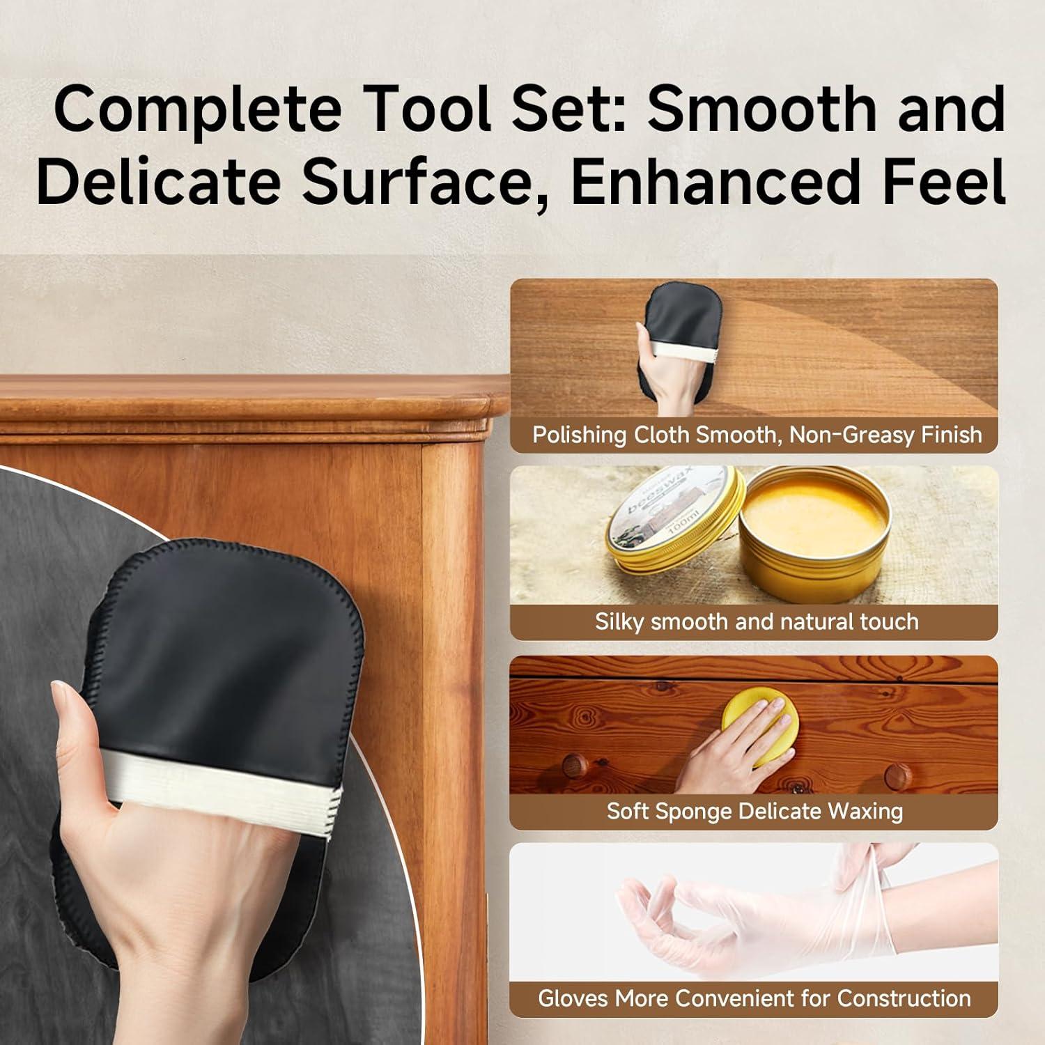 Pulidor de Madera Mollor 100g Cera de Abeja Natural con Esponja