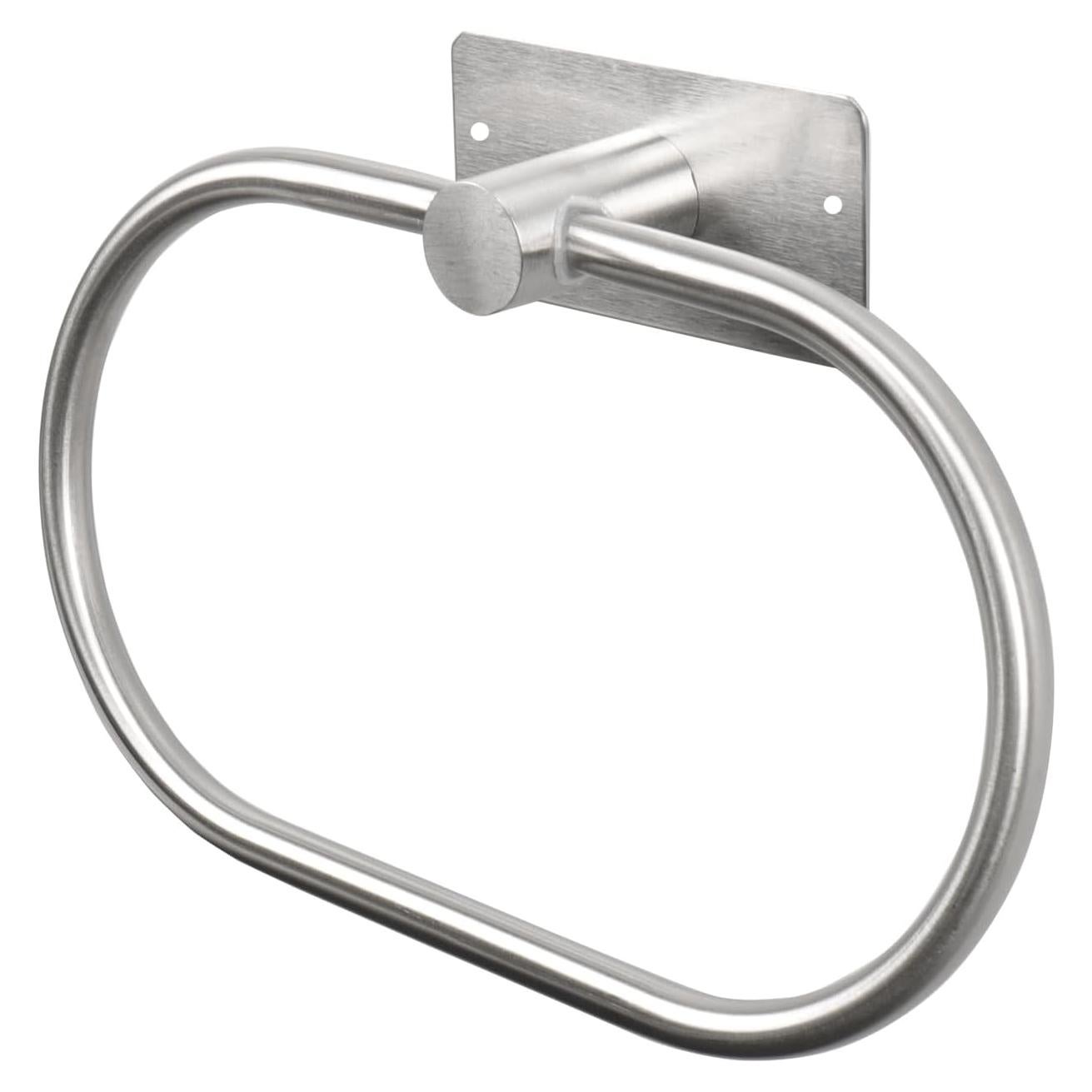 Oval Towel Ring, Strong Self Adhesive Hand Towel Holder, Thicken SUS304 Stainless Steel Stick Hand Towel Rack, No Drilling Wall Modern Hand Towel Hanger for Bathroom Kitchen(Brushed Nickel)