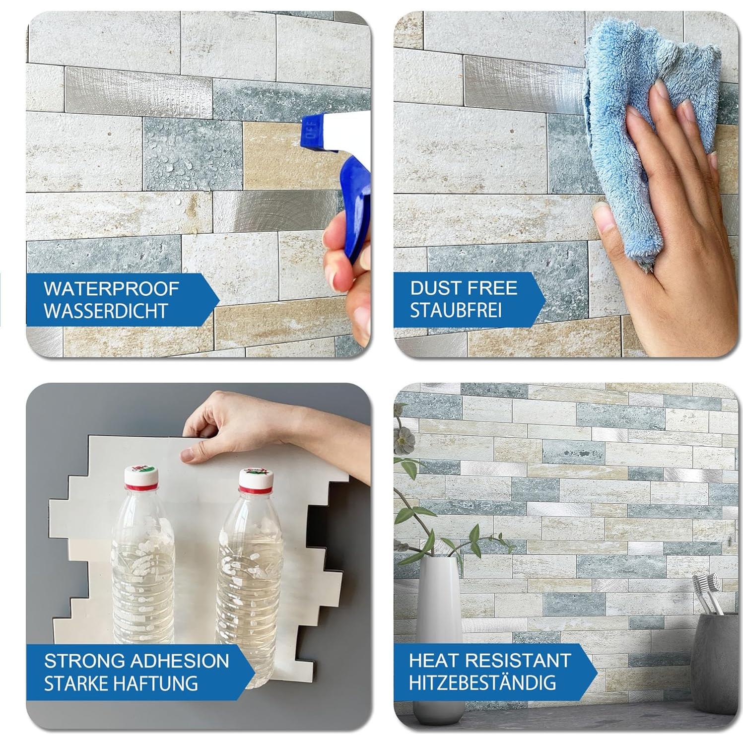 Azulejo Autoadhesivo MOFIT 3D para Cocina y Baño - 5 Hojas