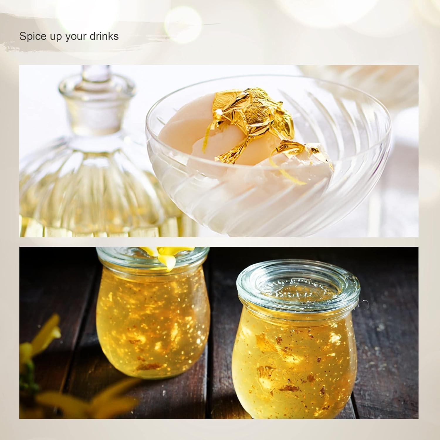 Hojas de Oro Comestible 24K YongBo, 10 Hojas 2.5cm x 2.5cm