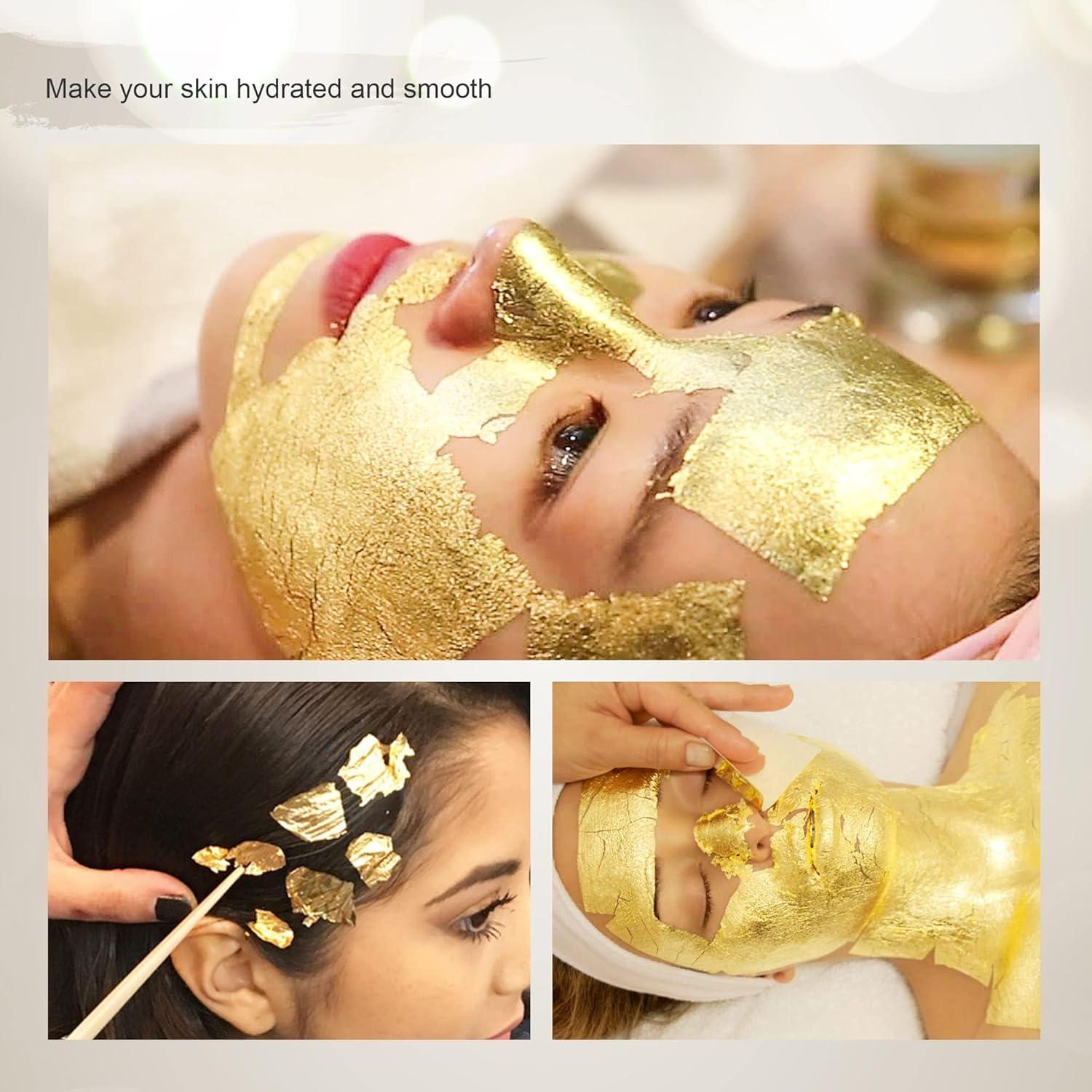 Hojas de Oro Comestible 24K YongBo, 10 Hojas 2.5cm x 2.5cm