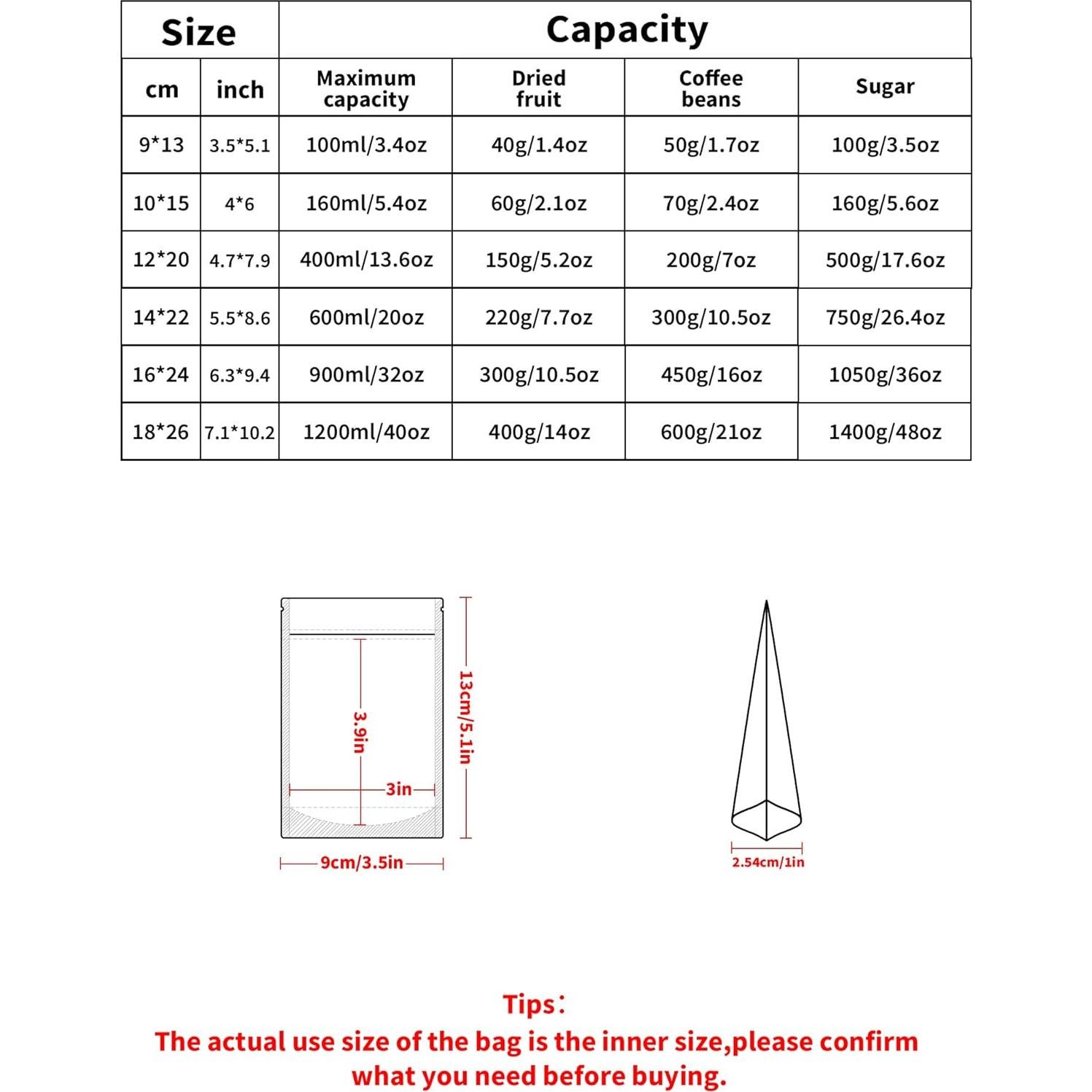 Paquete de 100 Bolsas de Pie Reutilizables FireKylin 8.9x13cm