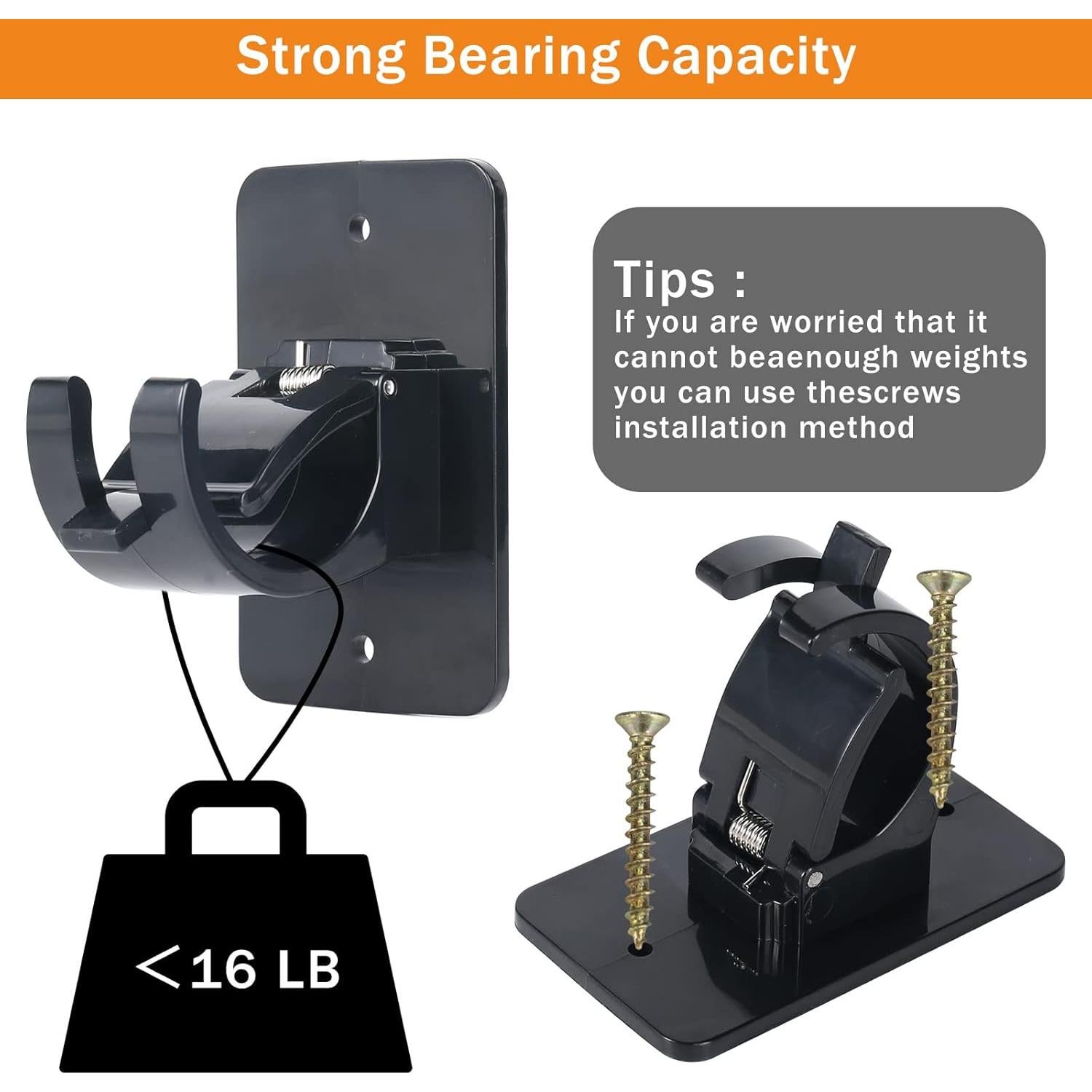 4 Clips Adhesivos para Varillas de Cortina SYJ - 40mm, Negro