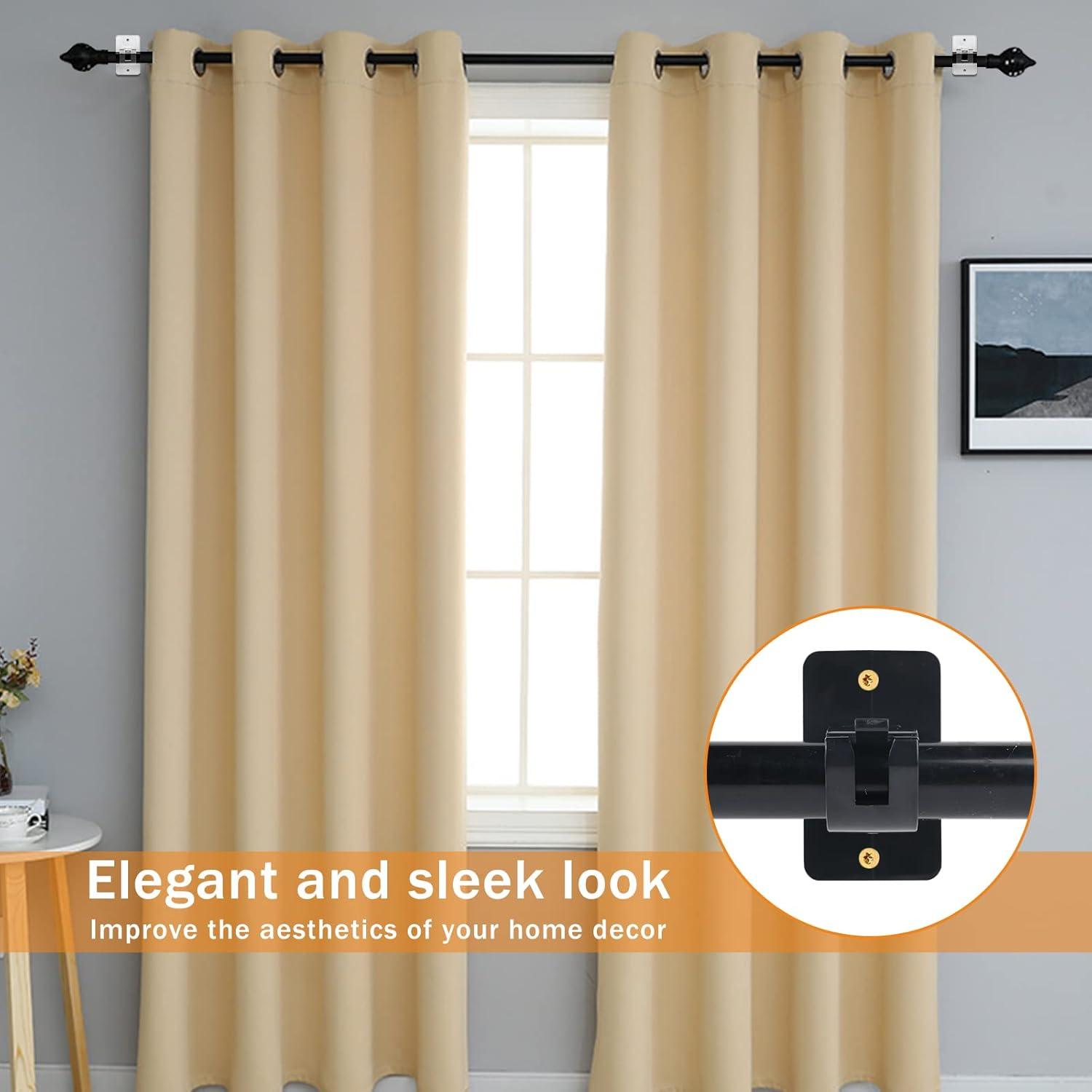 4 Clips Adhesivos para Varillas de Cortina SYJ - 40mm, Negro