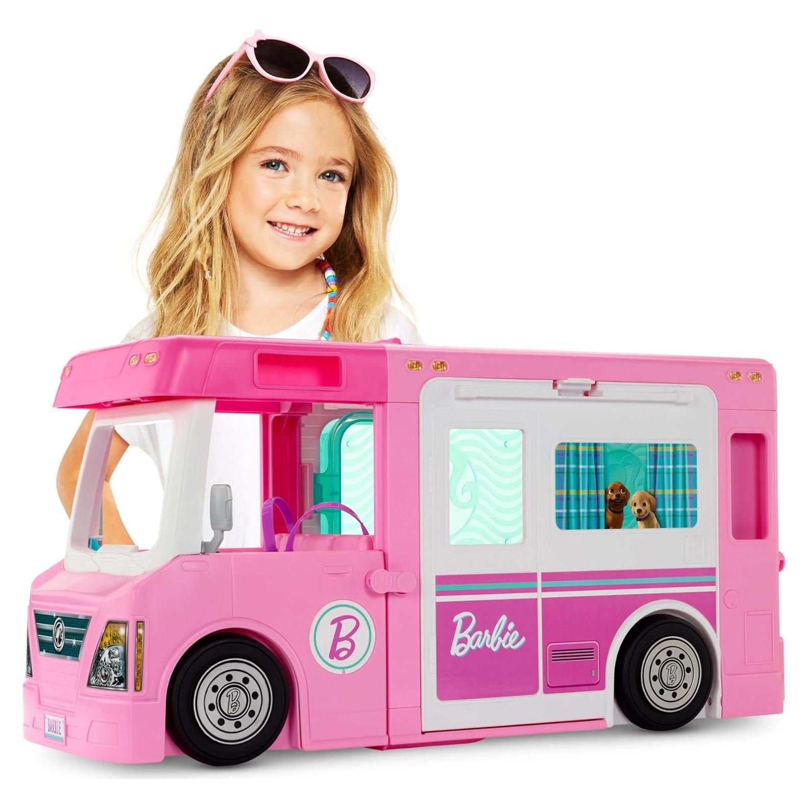 Camper Soñado 3-en-1 Barbie con Piscina y 60 Accesorios