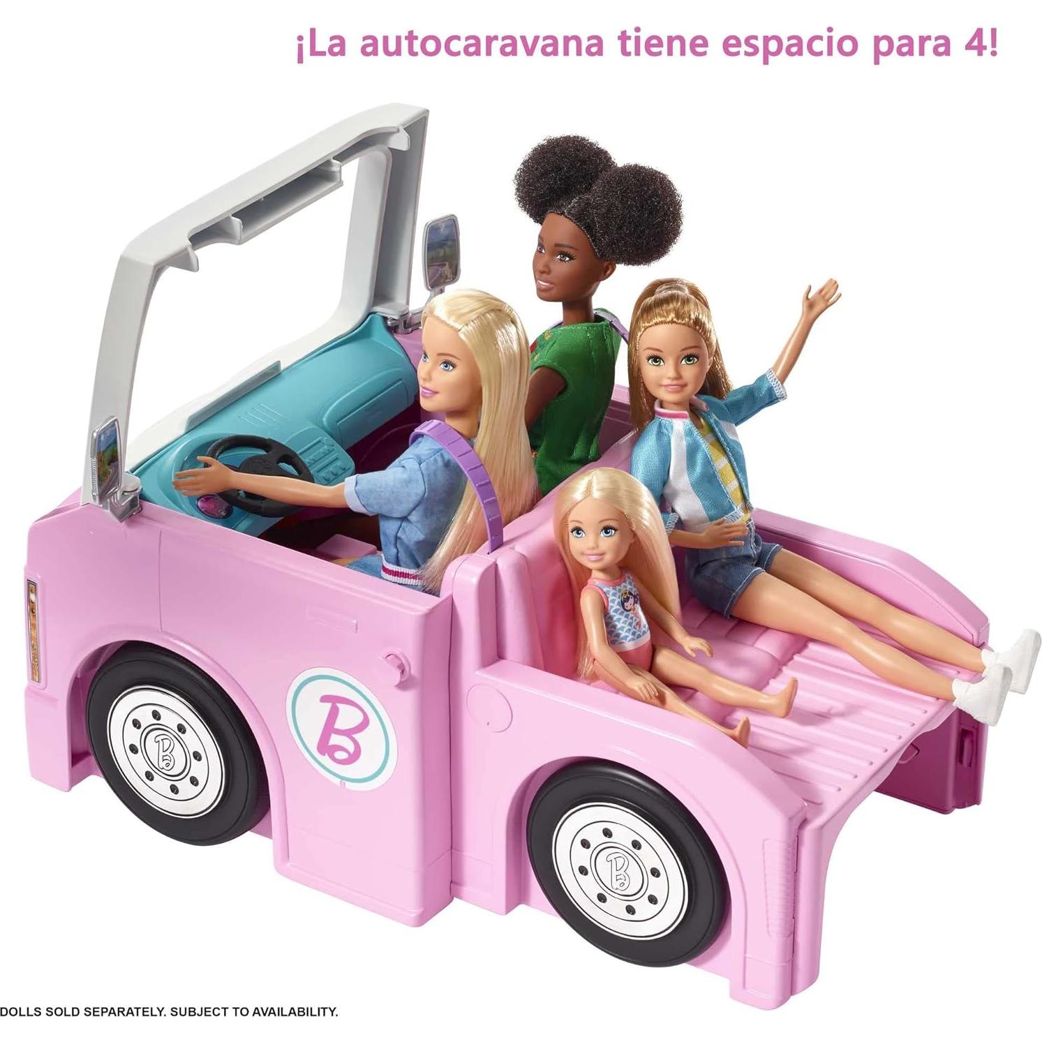Camper Soñado 3-en-1 Barbie con Piscina y 60 Accesorios