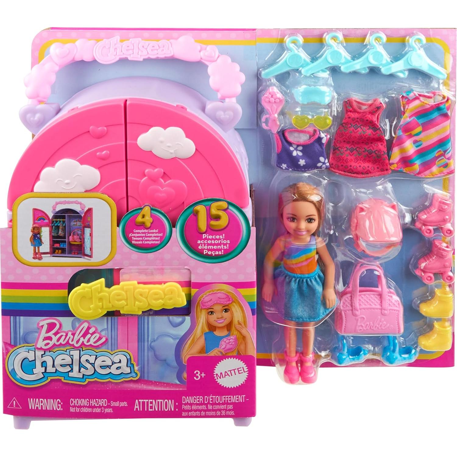 Muñeca Chelsea Barbie con armario y 15 accesorios - Mattel