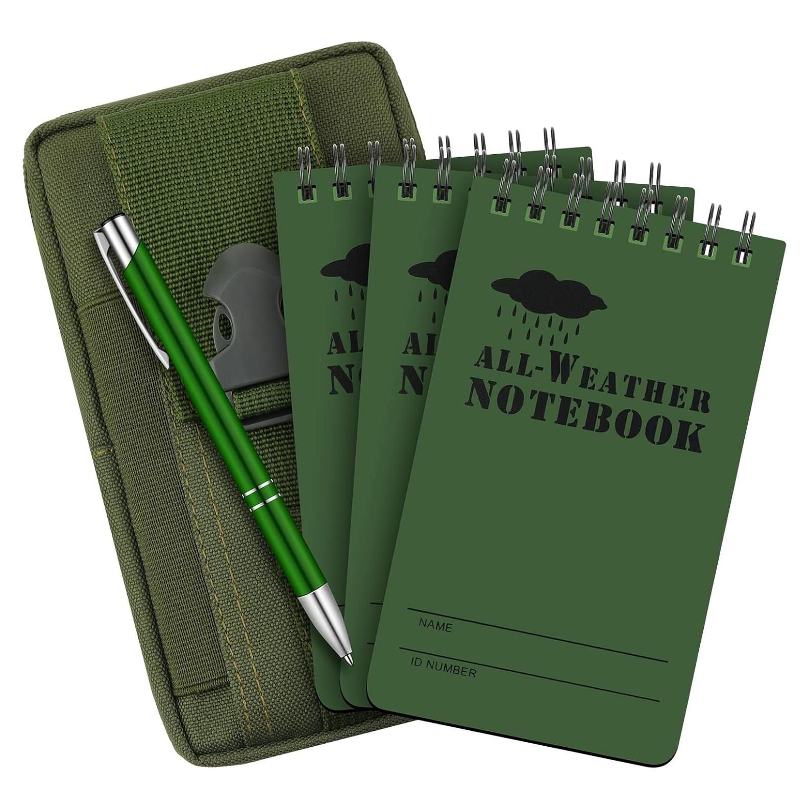 Conjunto Cuaderno Impermeable y Bolígrafo Eaasty Verde Militar