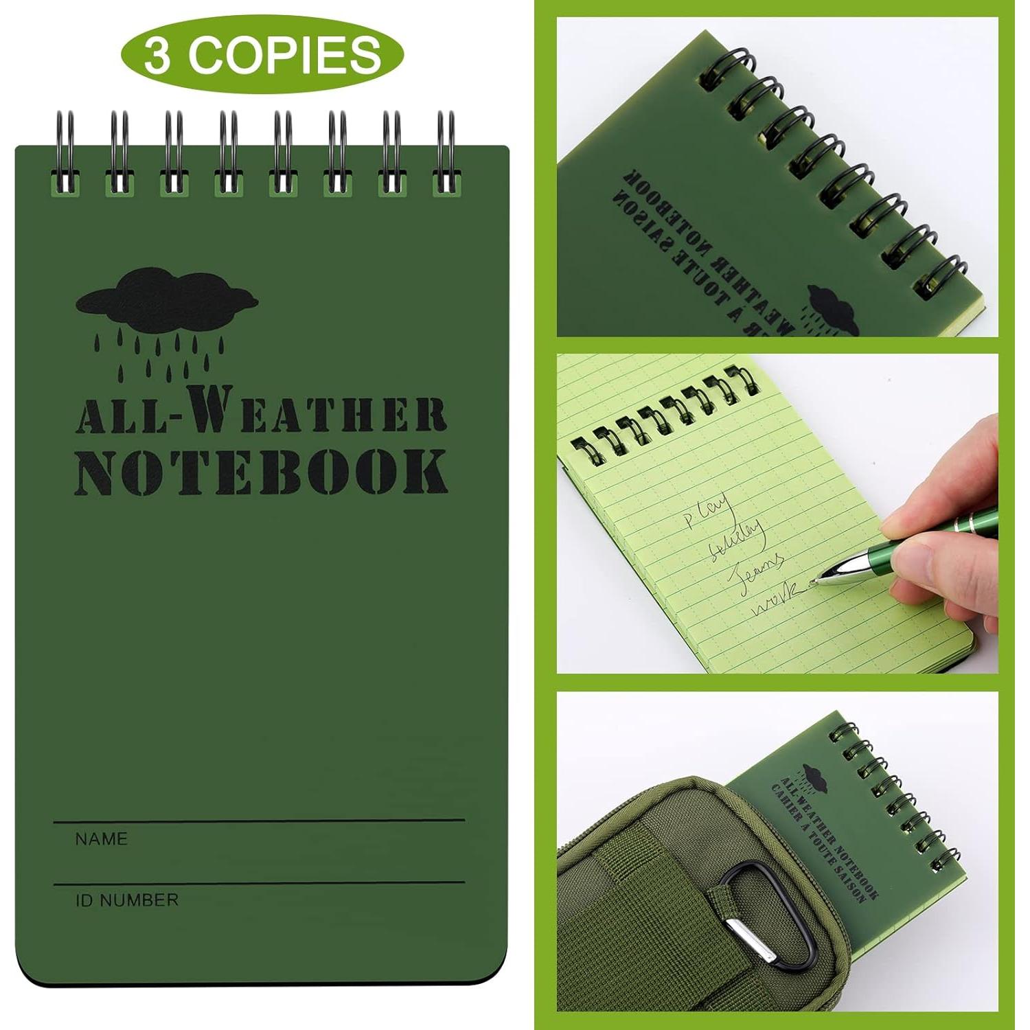 Conjunto Cuaderno Impermeable y Bolígrafo Eaasty Verde Militar