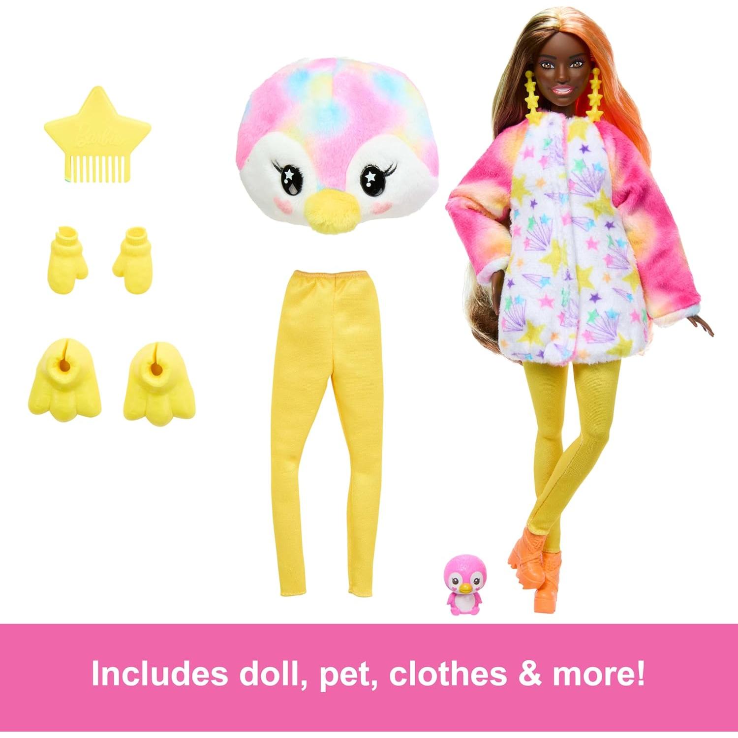 Muñeca Barbie Cutie Reveal Pingüino Tie-Dye con 10 Sorpresas