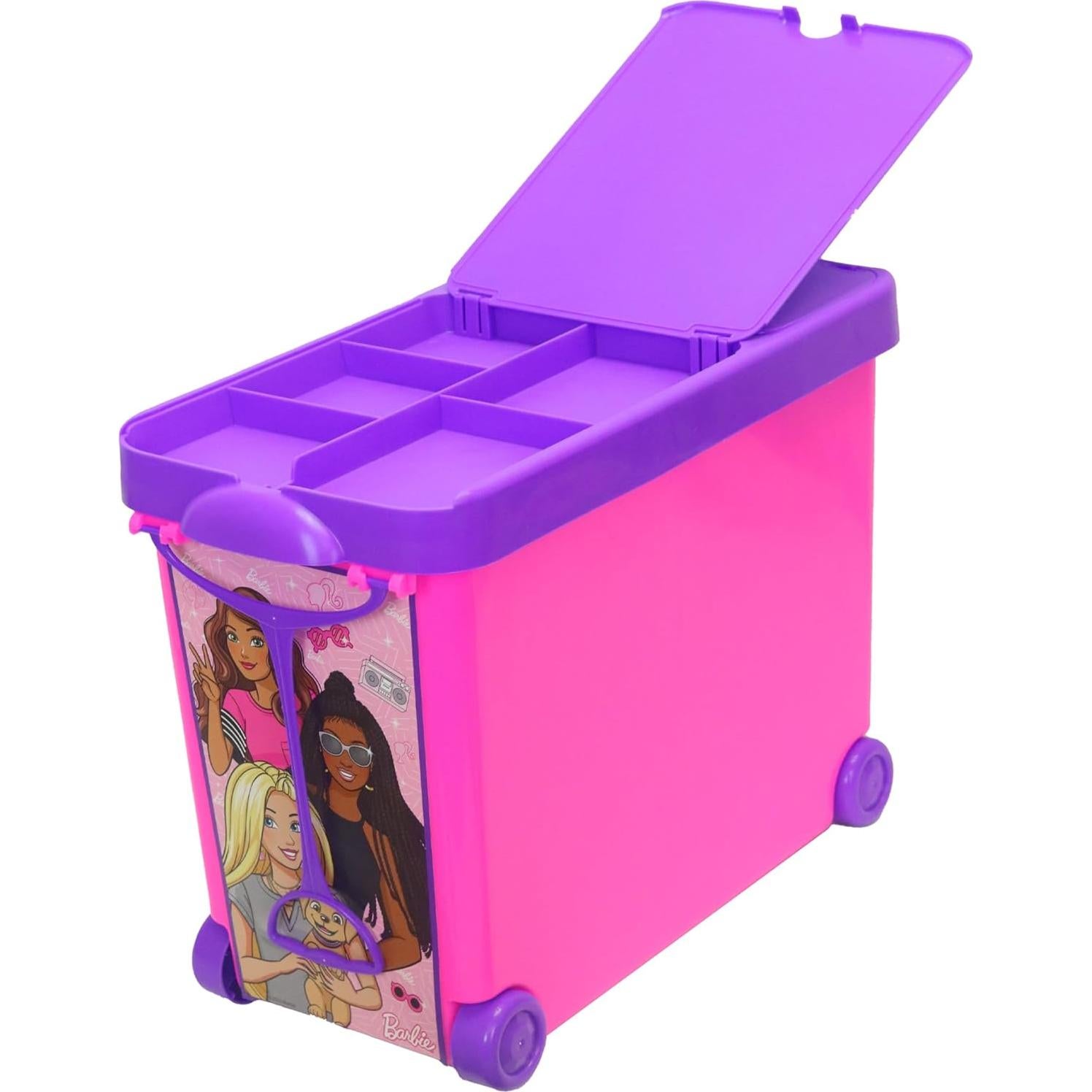 Contenedor Rodante Barbie 20L Rosa con Ruedas y Asa