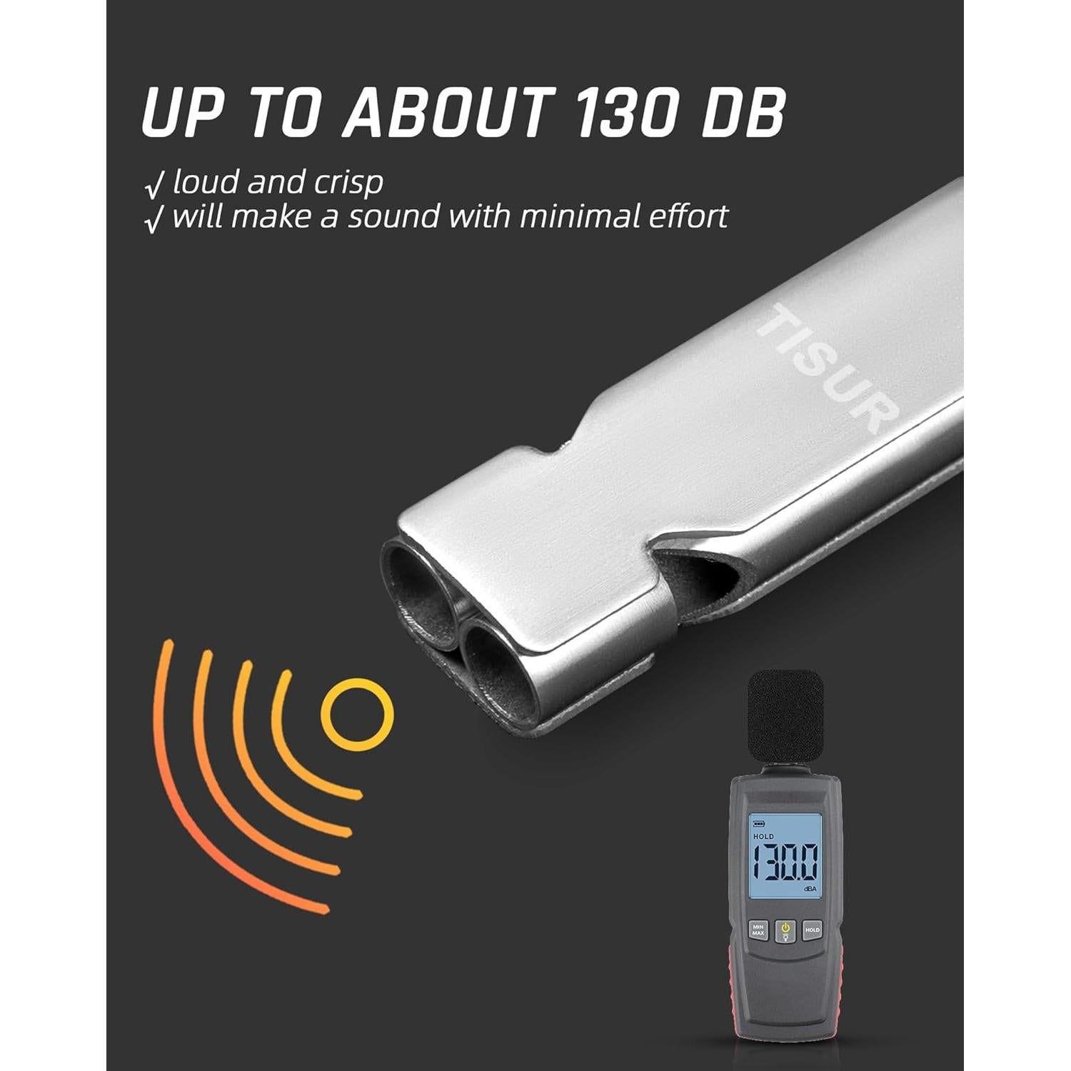 Silbato de Emergencia TISUR 130dB Acero Inoxidable para Camping