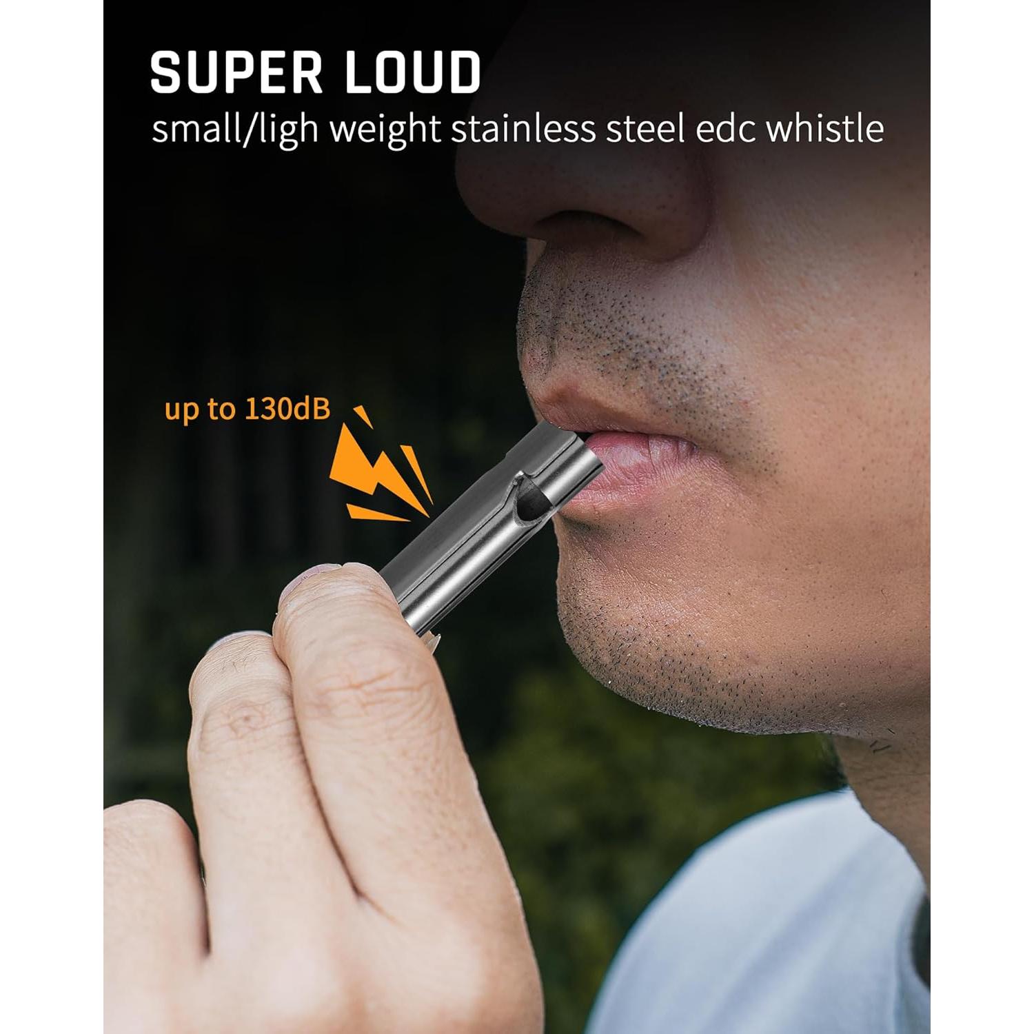Silbato de Emergencia TISUR 130dB Acero Inoxidable para Camping