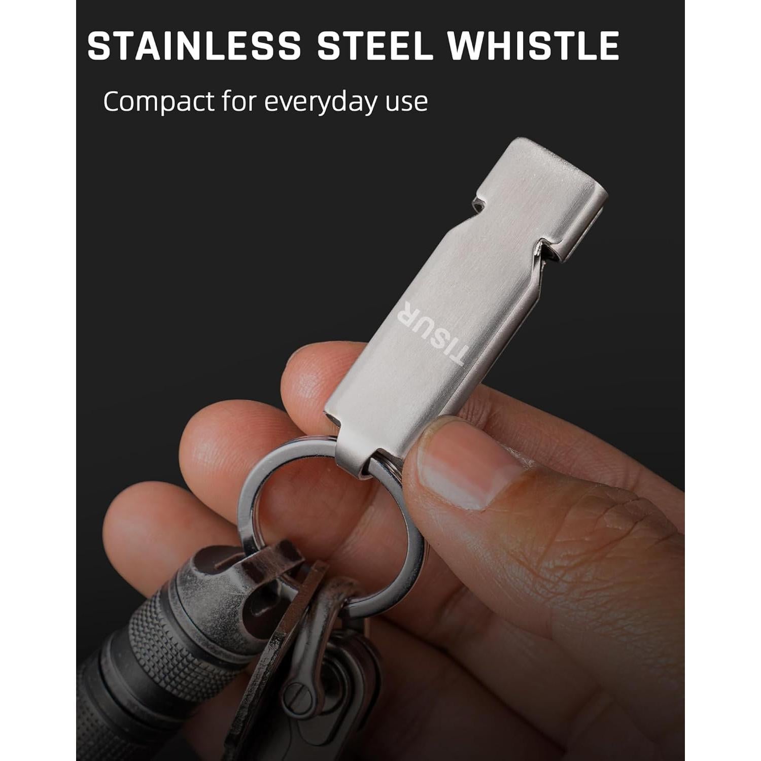 Silbato de Emergencia TISUR 130dB Acero Inoxidable para Camping