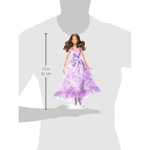 Signature Birthday Wishes Doll, Collectible in Satiny Lilac Dress with Wavy Brown Hair