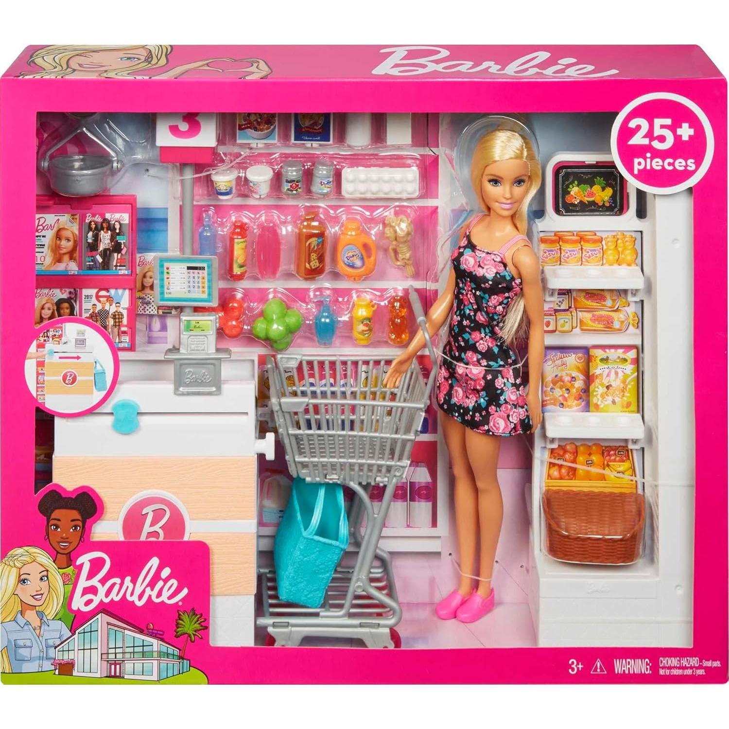 Juego de Supermercado Barbie con 25 Accesorios Temáticos