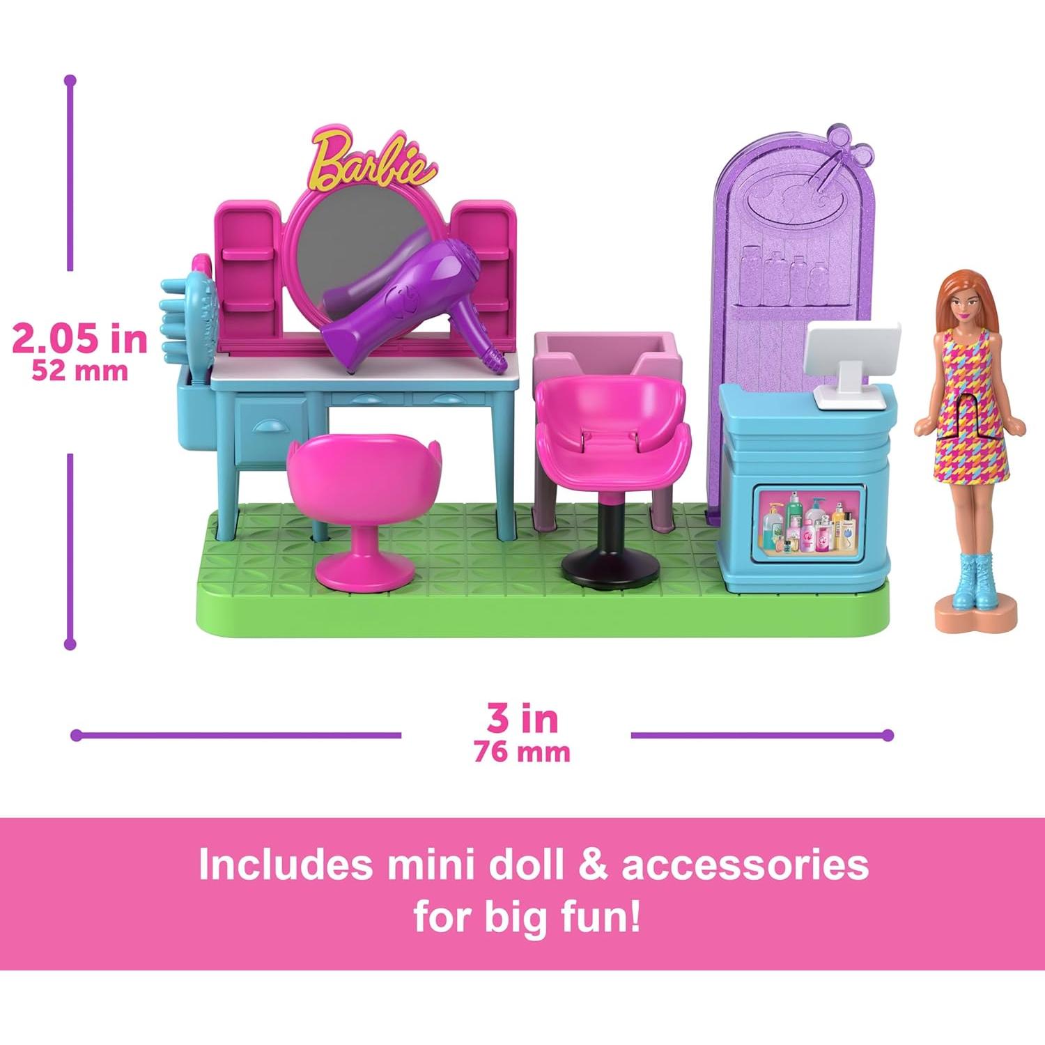 Set de Juego de Peluquería Mini BarbieLand Mattel 3,81 cm
