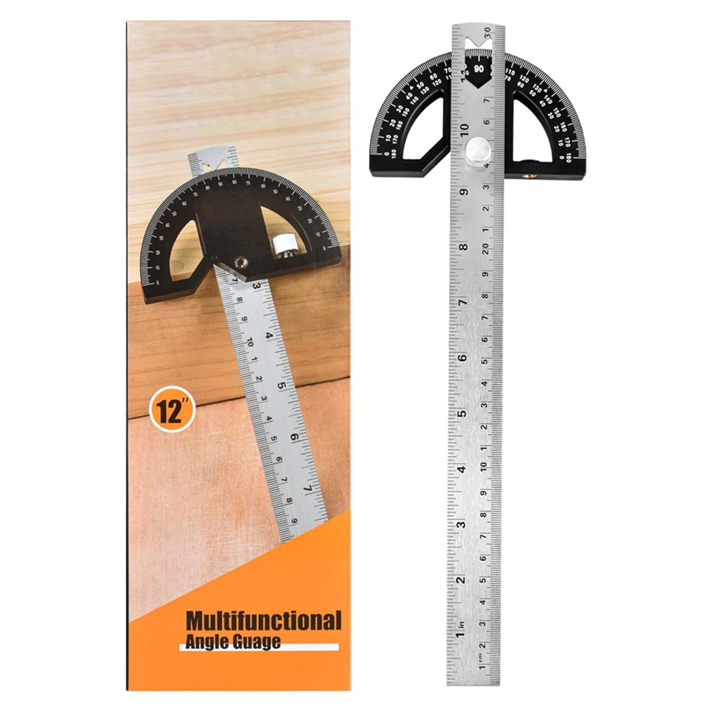 Protractors Angle Ruler Angle Finder Ruler Machinist Protractor Angle Measuring Tool 12-Inch Woodworking Ruler for Woodworking/Carpenter/Construction/Measurement/Hobbyists