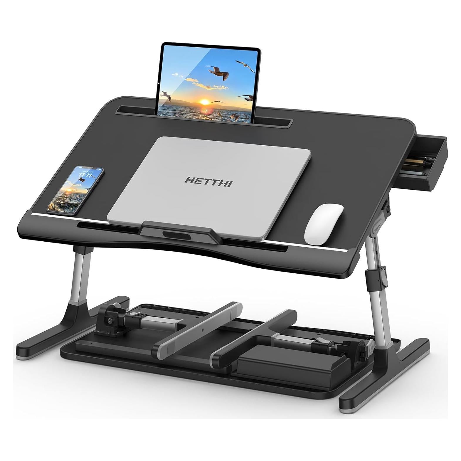 Bandeja de Escritorio Plegable HETTHI 60x35.6cm Ajustable Negro