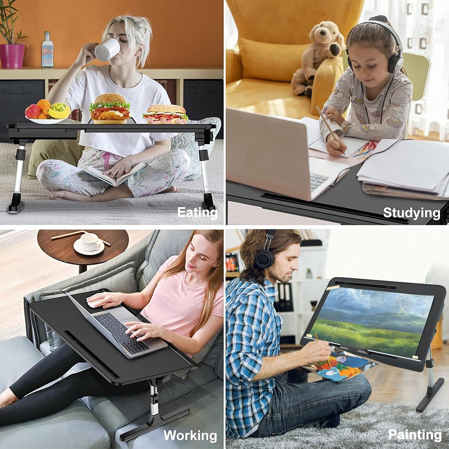 Bandeja de Escritorio Plegable HETTHI 60x35.6cm Ajustable Negro