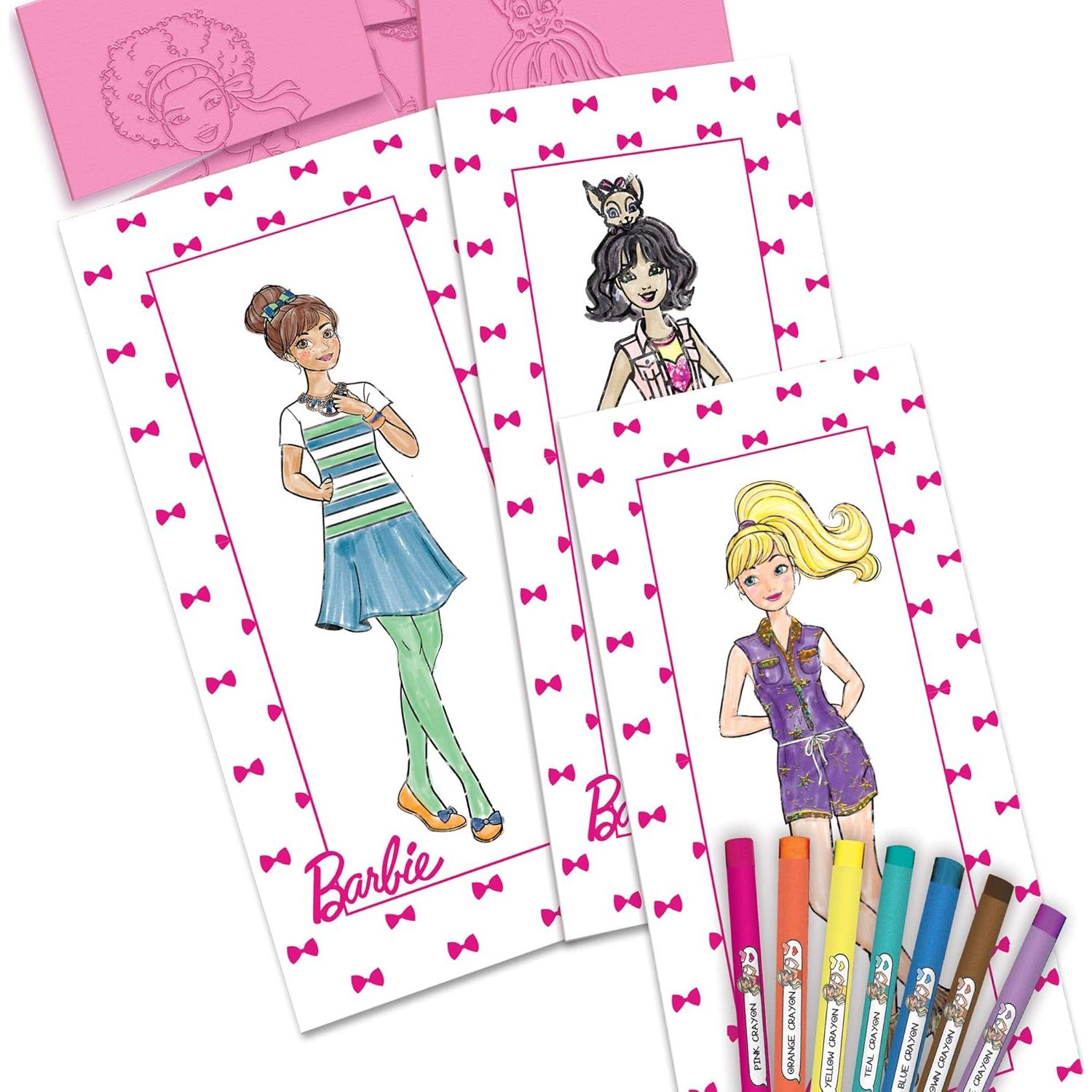 Kit de Diseño de Moda Barbie - 15 Placas y Crayones