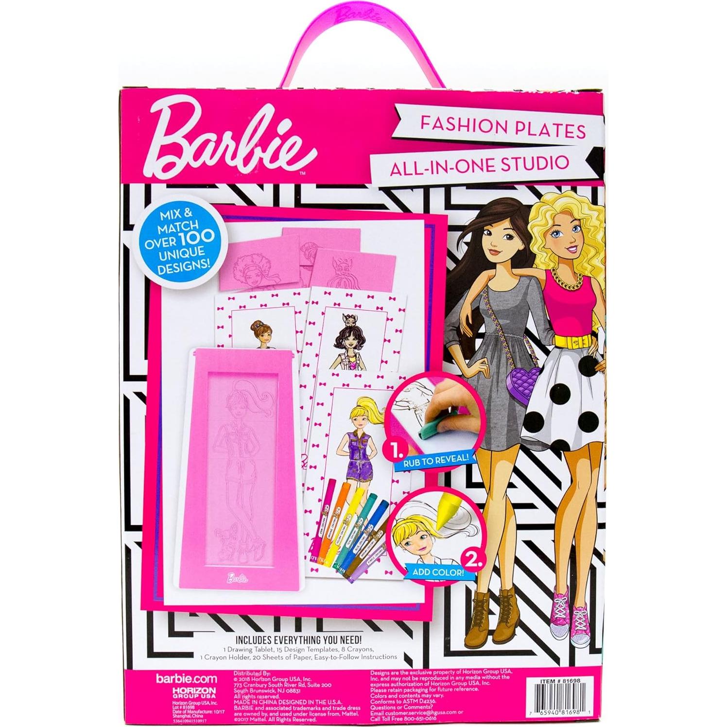 Kit de Diseño de Moda Barbie - 15 Placas y Crayones