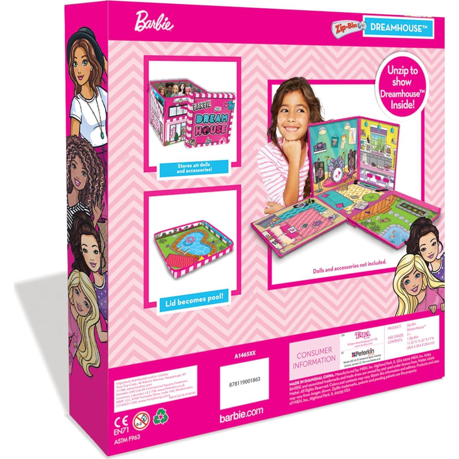 Barbie ZipBin Casa de Ensueño 40 Muñecas y Alfombrilla