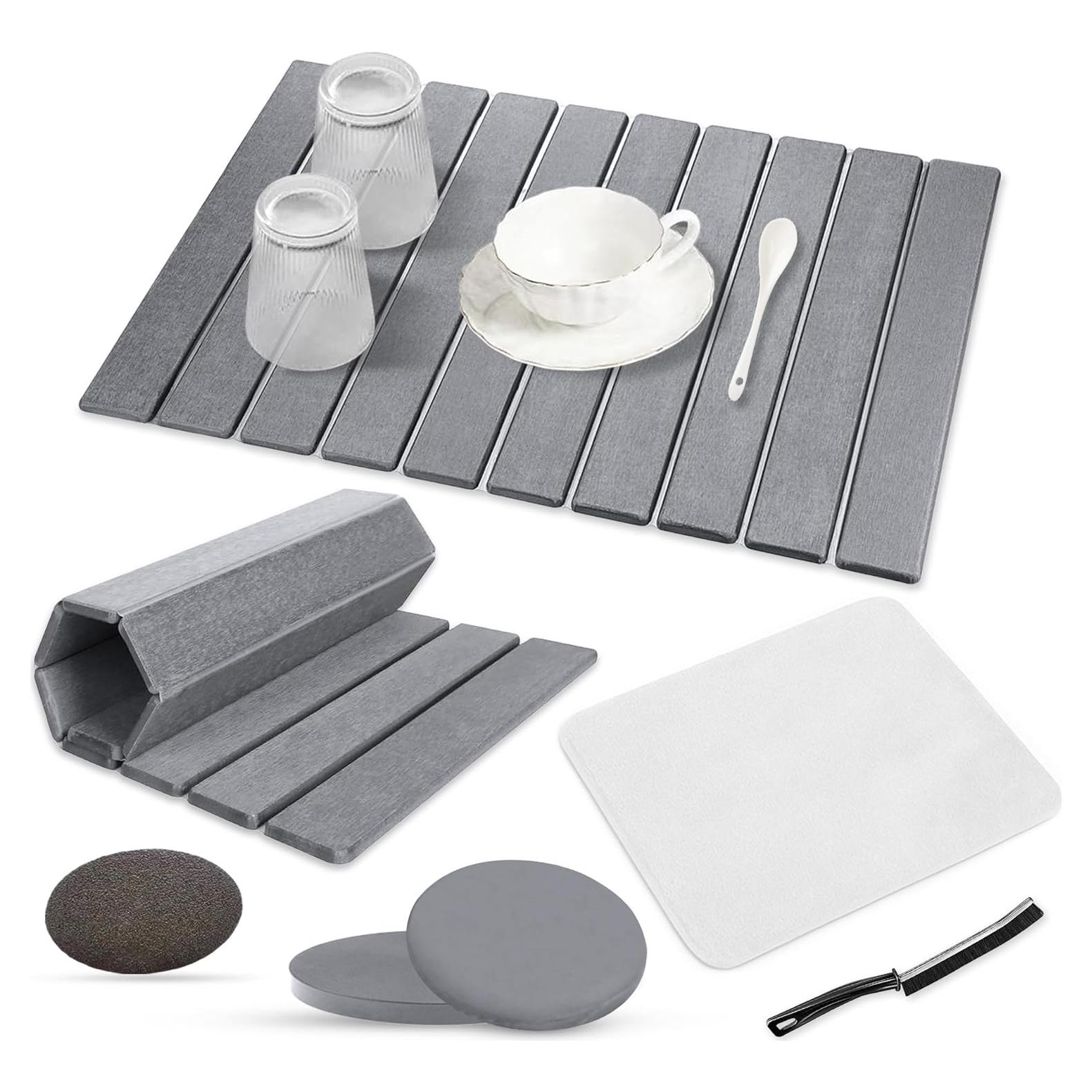 Alfombrilla de Secado de Platos Renovisor 61x39 cm Gris