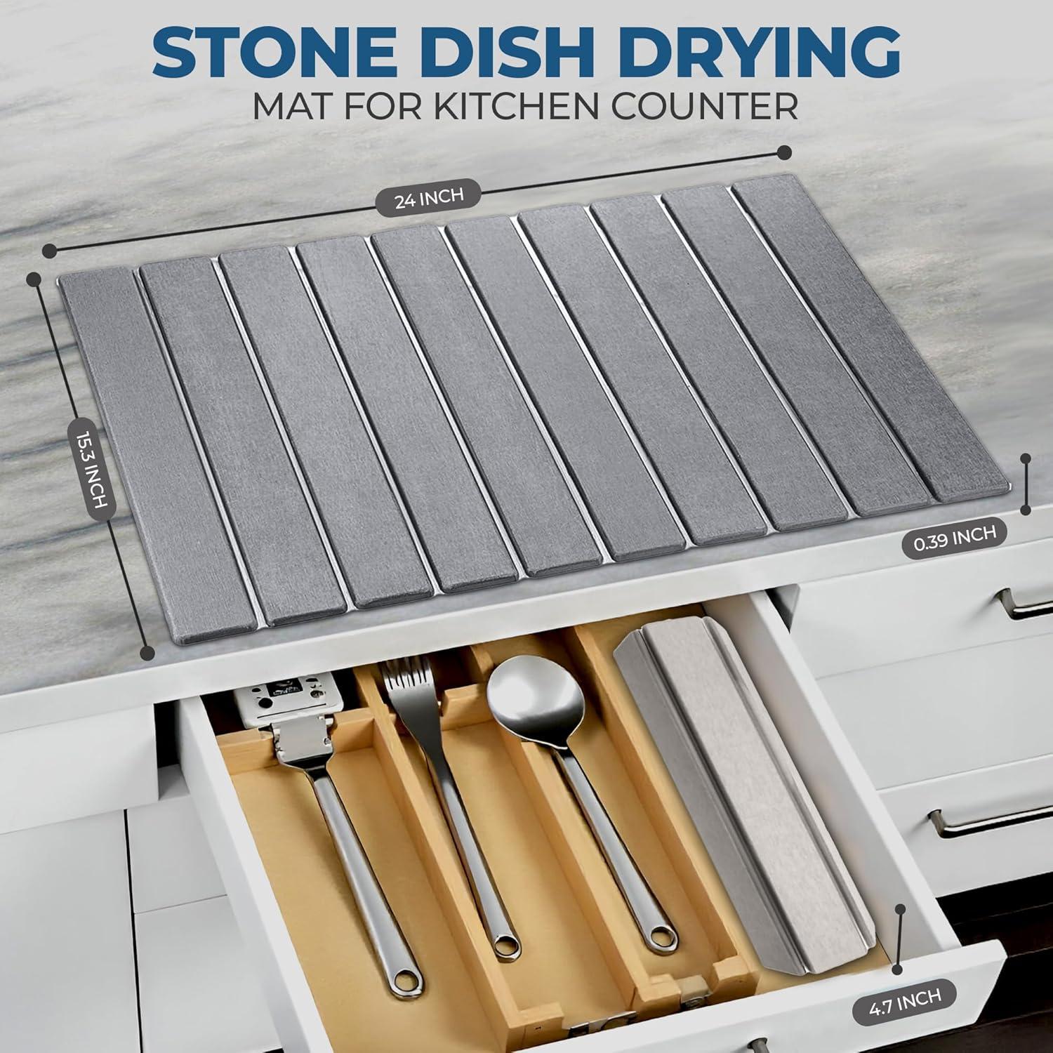 Alfombrilla de Secado de Platos Renovisor 61x39 cm Gris