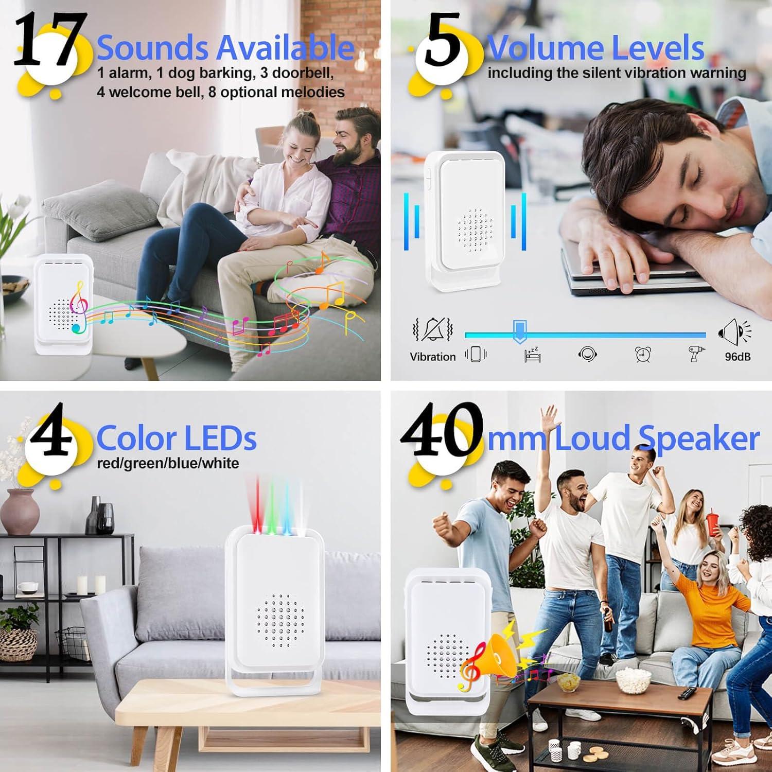 Alarma de Sensor de Movimiento Cruxer, Timbre Inalámbrico 1 Sensor