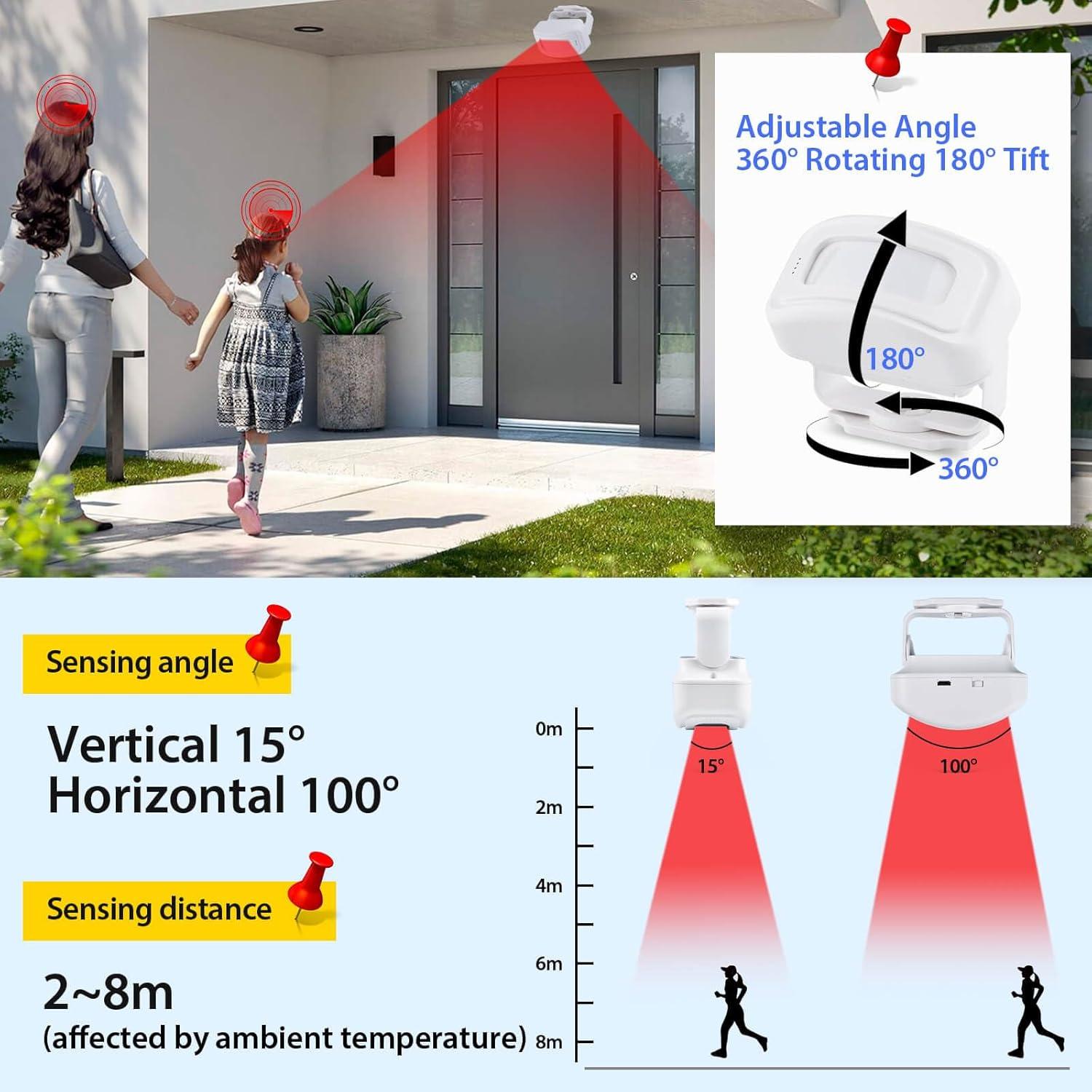 Alarma de Sensor de Movimiento Cruxer, Timbre Inalámbrico 1 Sensor