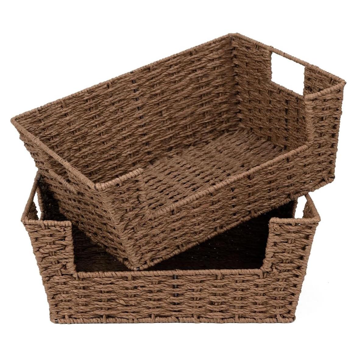 Cesta de Almacenamiento Redonda StorageWorks Marrón - Paquete de 2