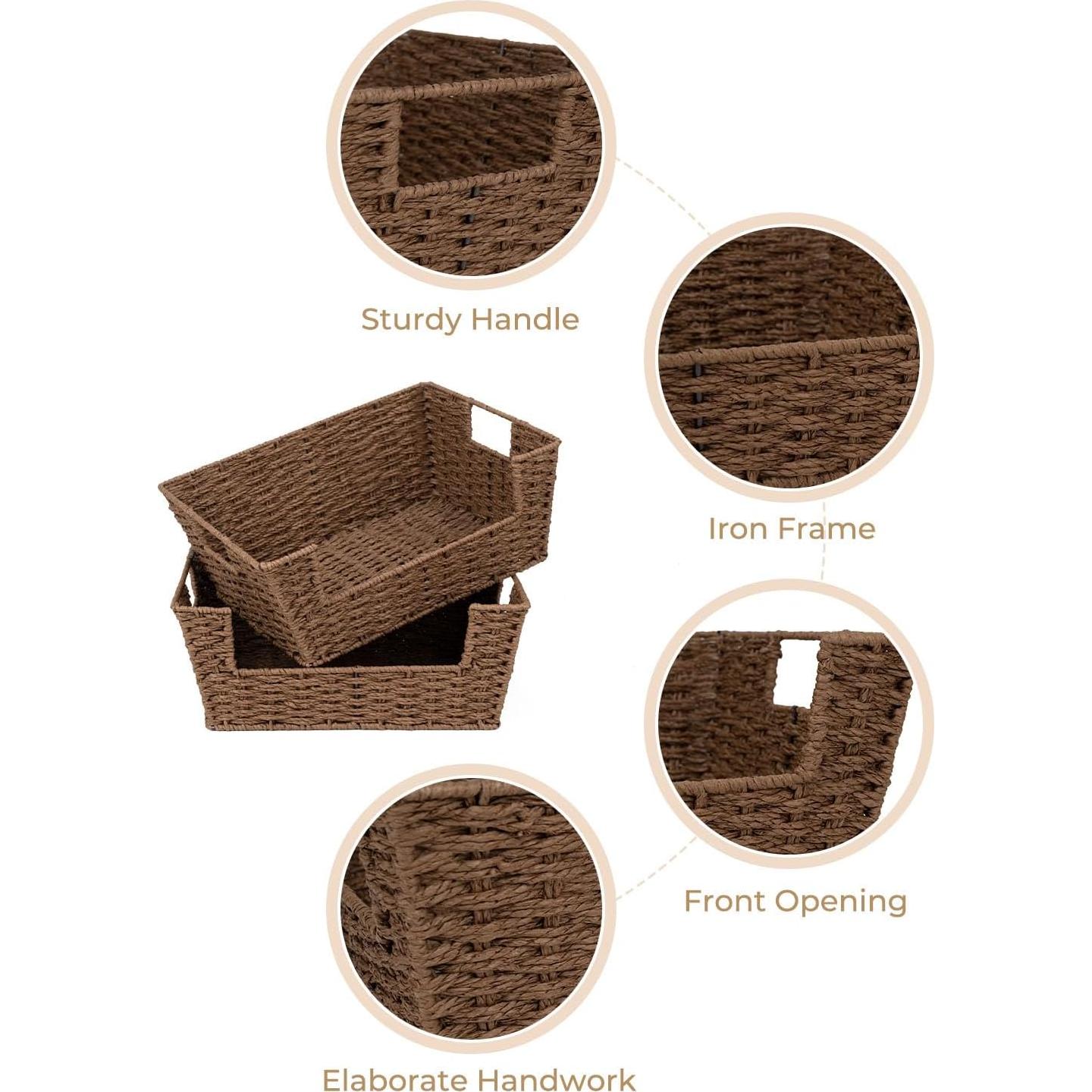 Cesta de Almacenamiento Redonda StorageWorks Marrón - Paquete de 2